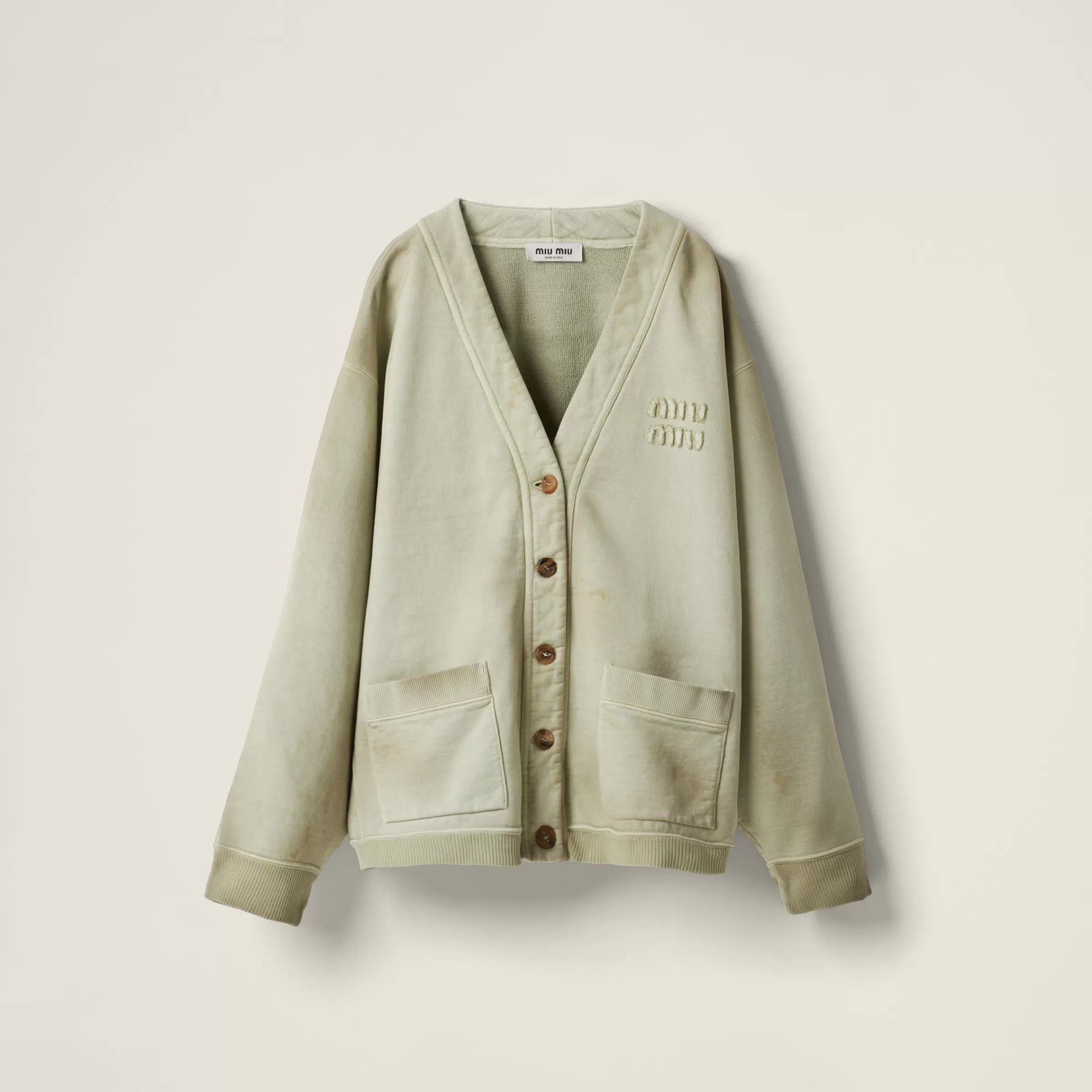 Miu Miu Garment-dyed Cotton Fleece Cardigan |