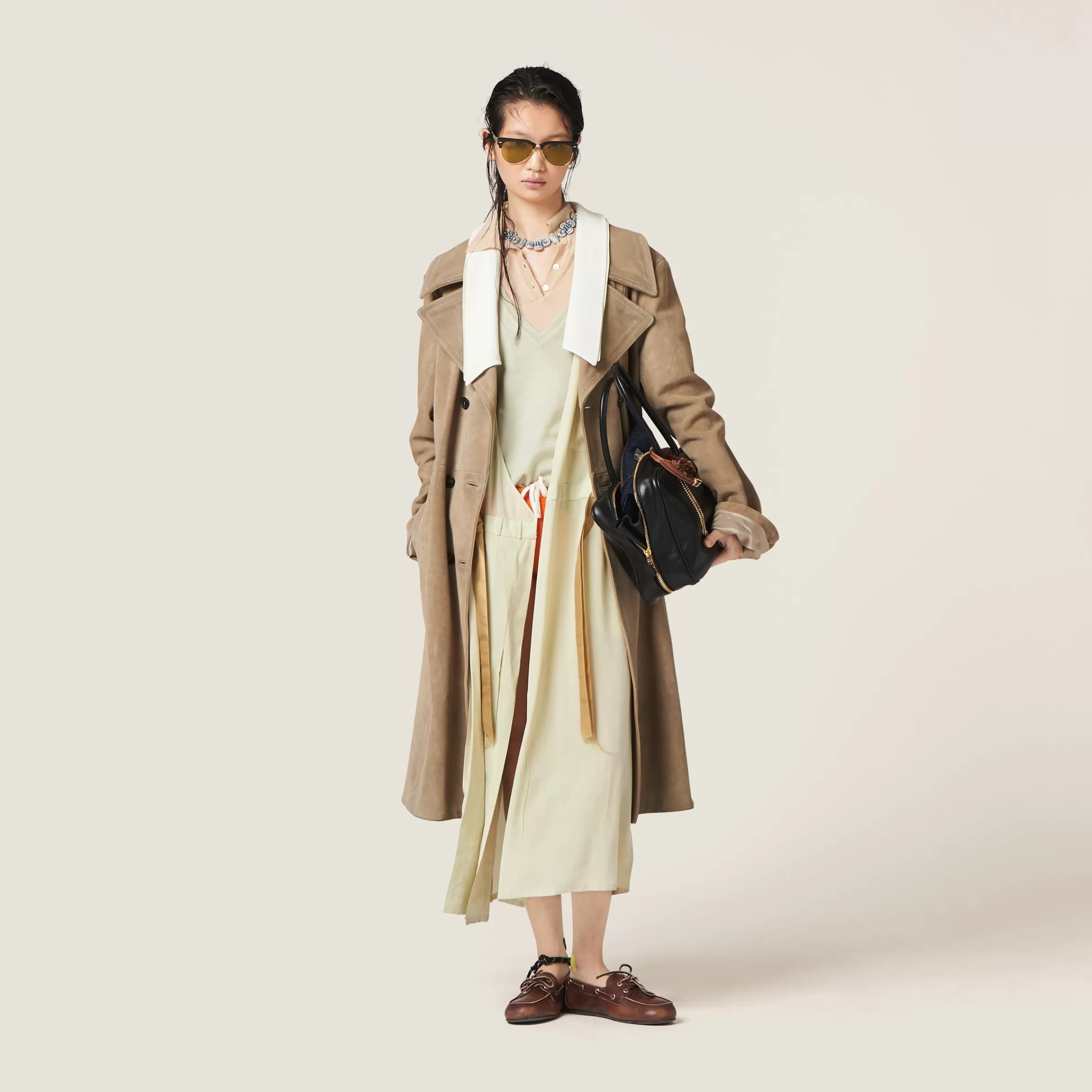 Miu Miu Garment-dyed Crepe De Chine Dress |