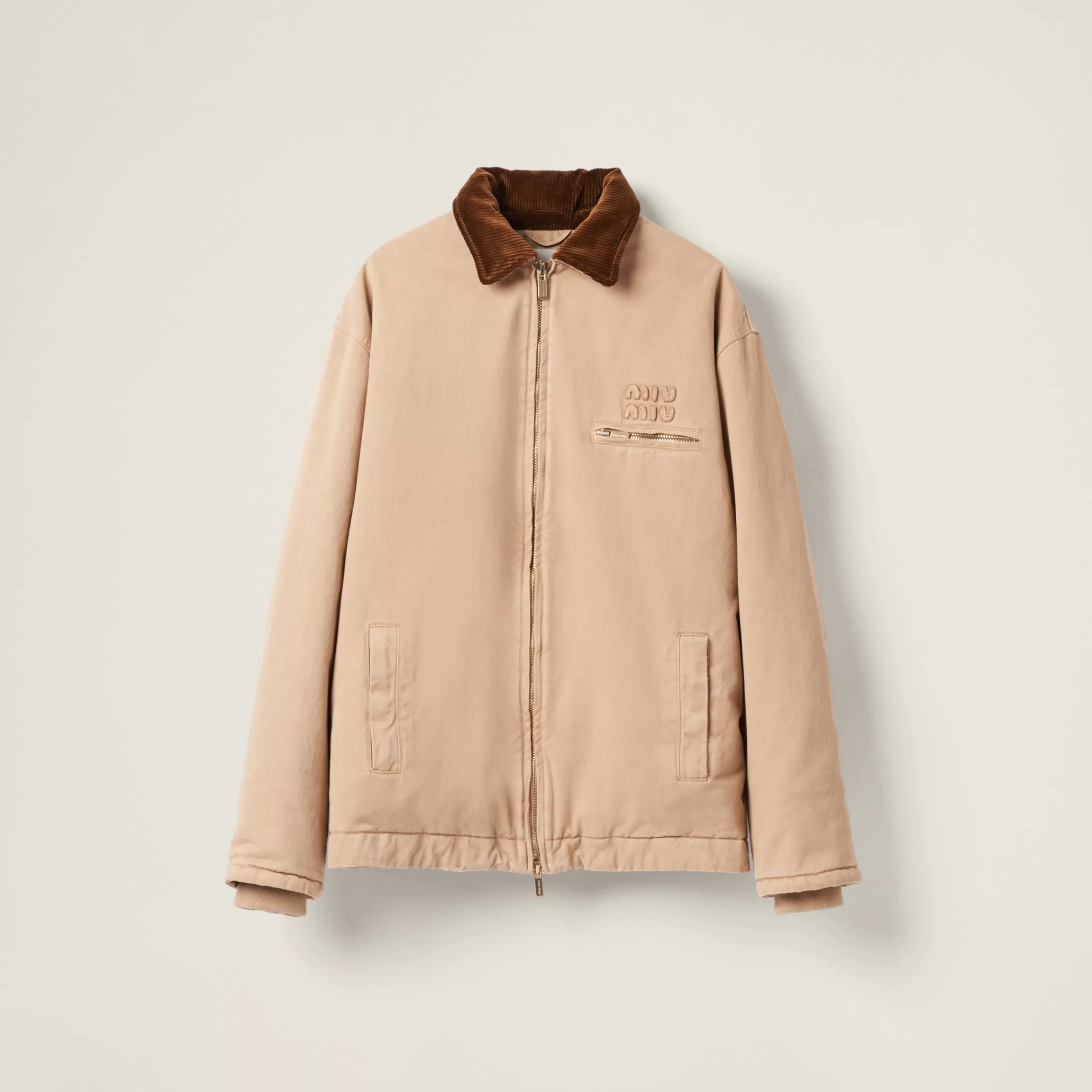 Miu Miu Embroidered Garment-dyed Gabardine Blouson Jacket |