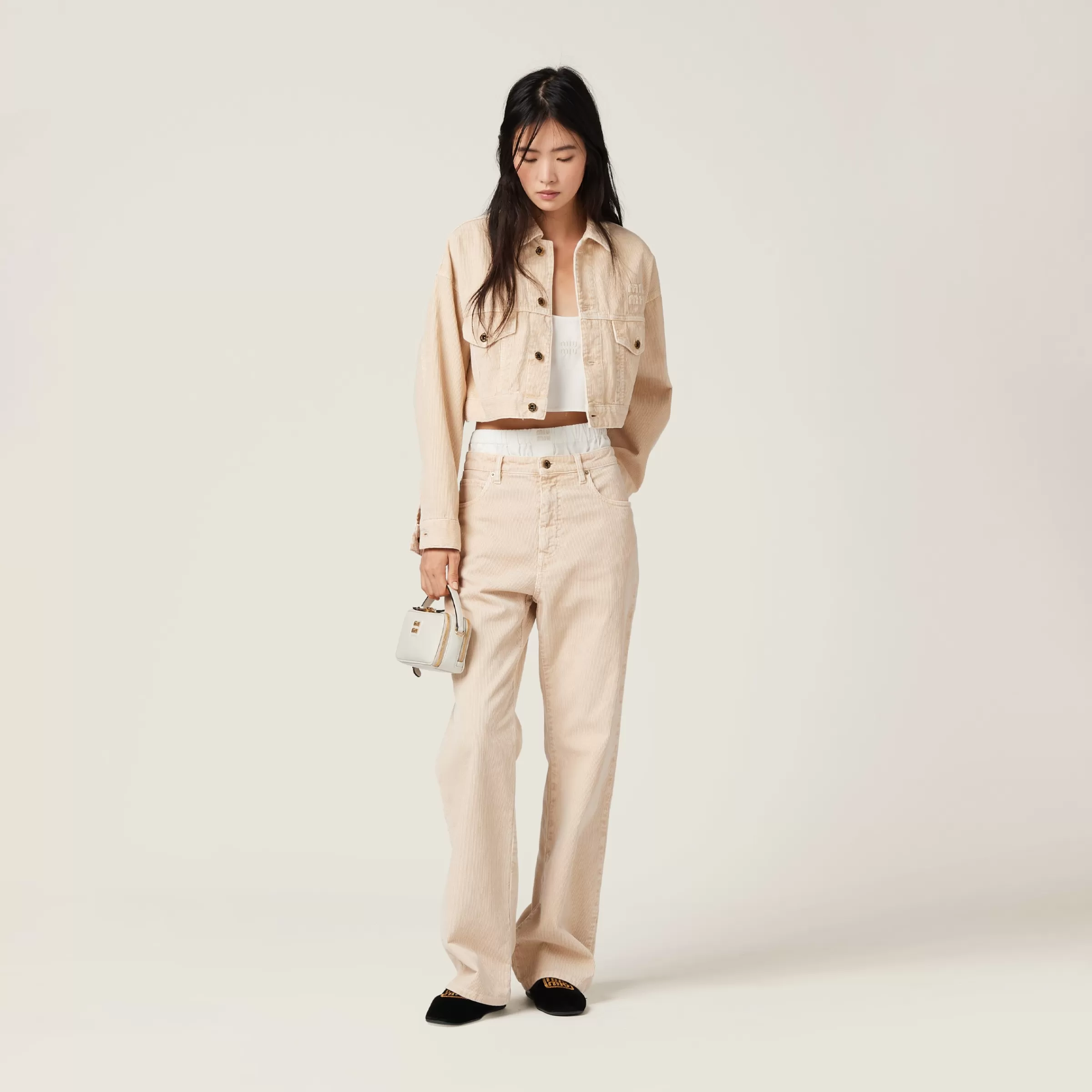 Miu Miu Garment-dyed Velvet Blouson Jacket |