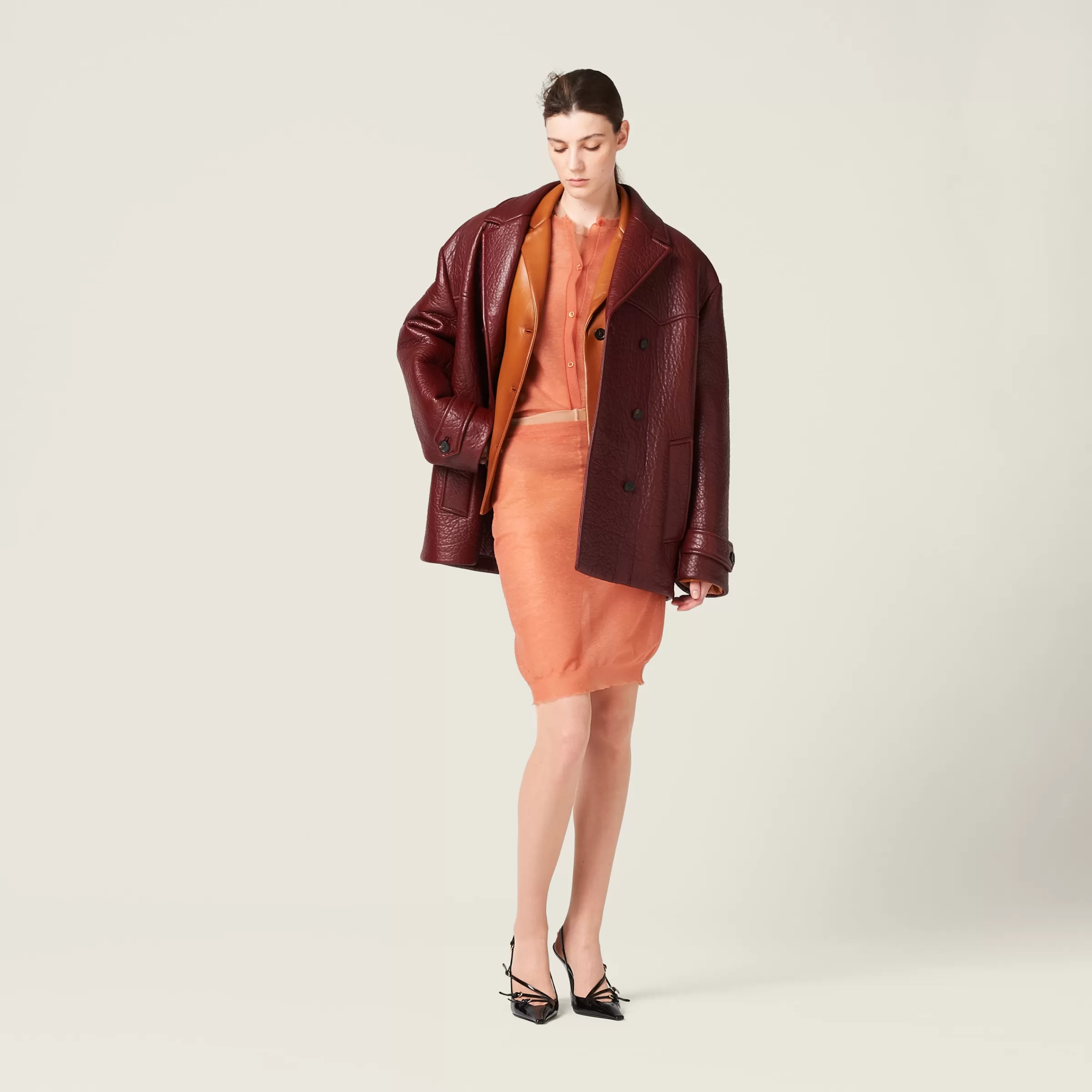Miu Miu Double-breasted Nappa Leather Jacket |