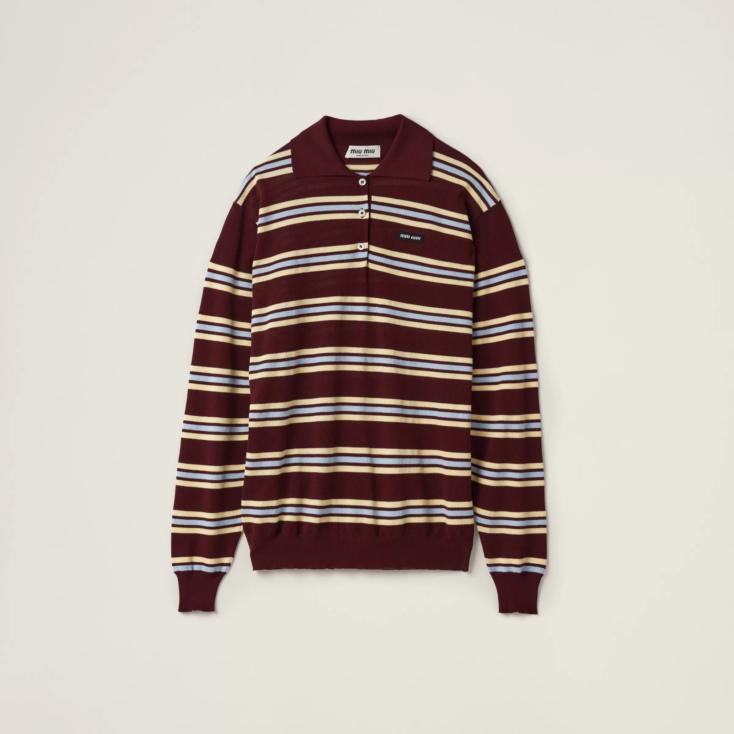 Miu Miu Silk And Cotton Knit Polo Shirt |