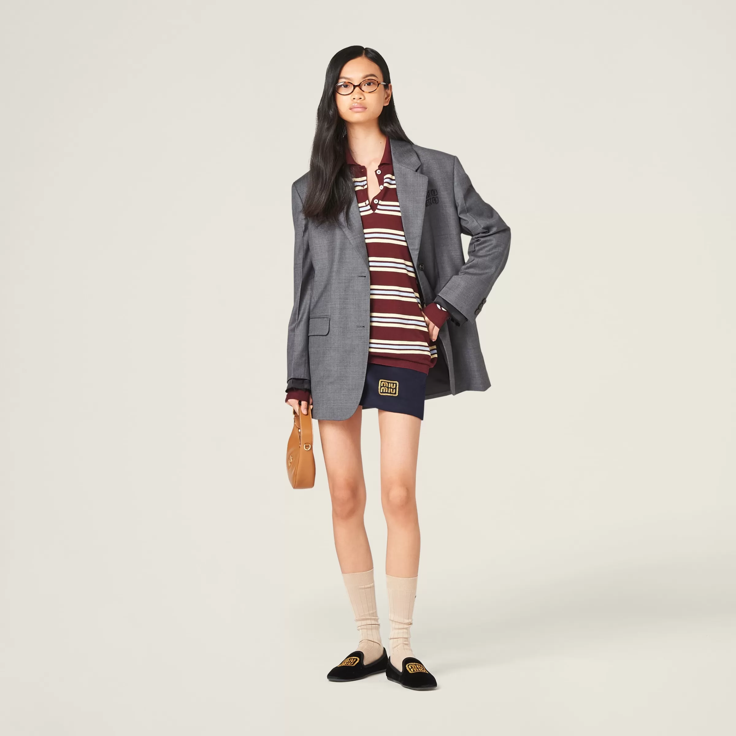 Miu Miu Silk And Cotton Knit Polo Shirt |
