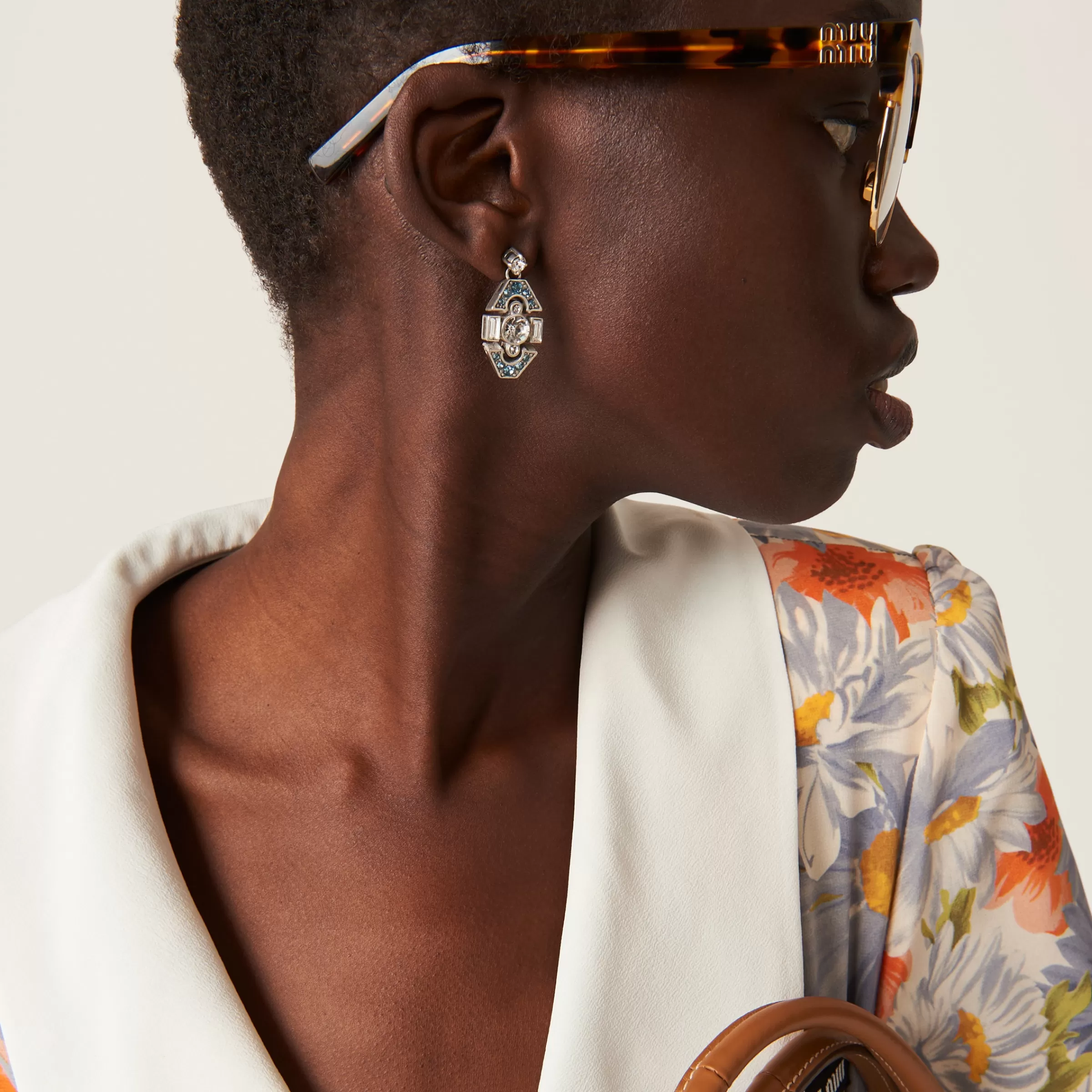 Miu Miu Metal Earrings With Crystals |
