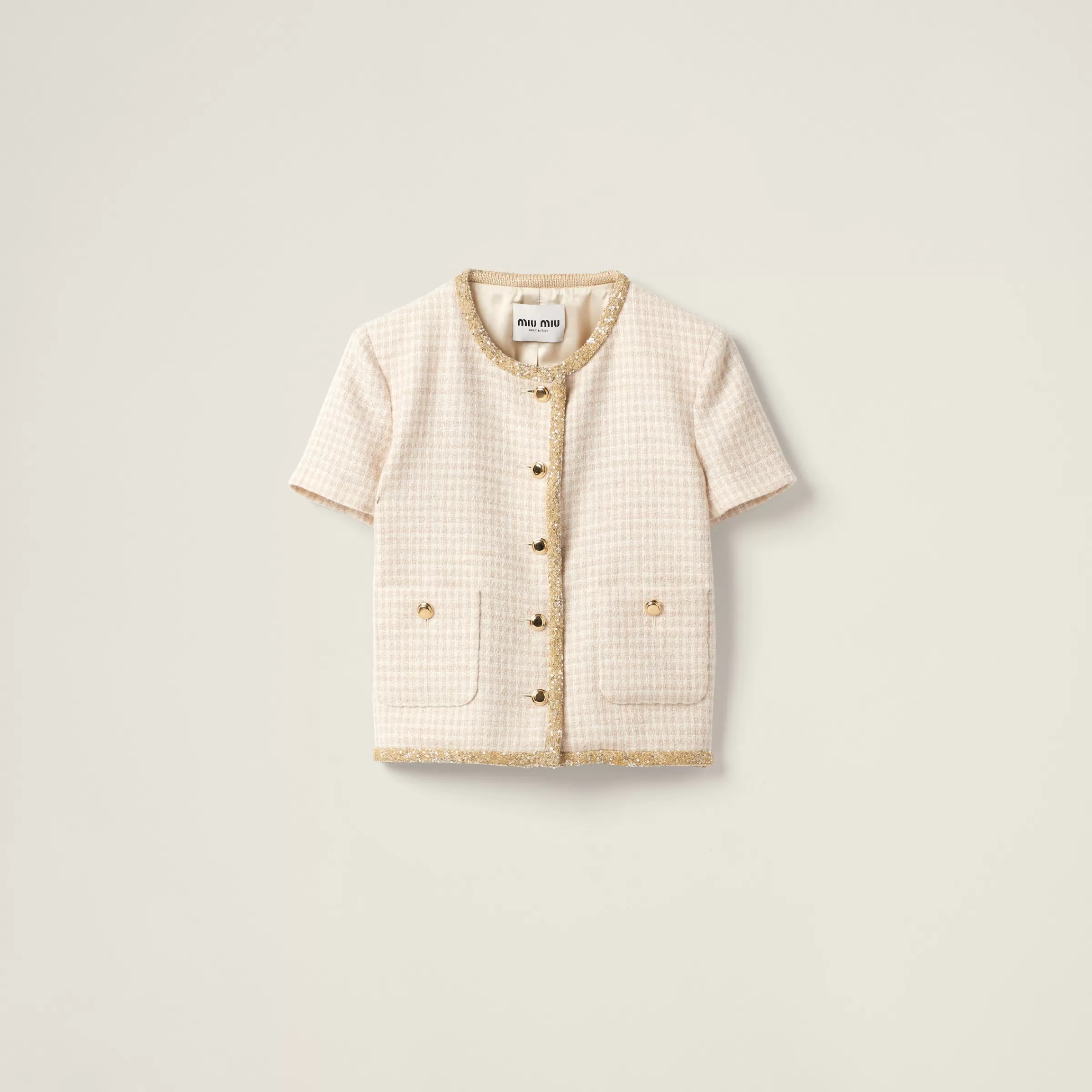 Miu Miu Single-breasted Check Lamé Jacket |