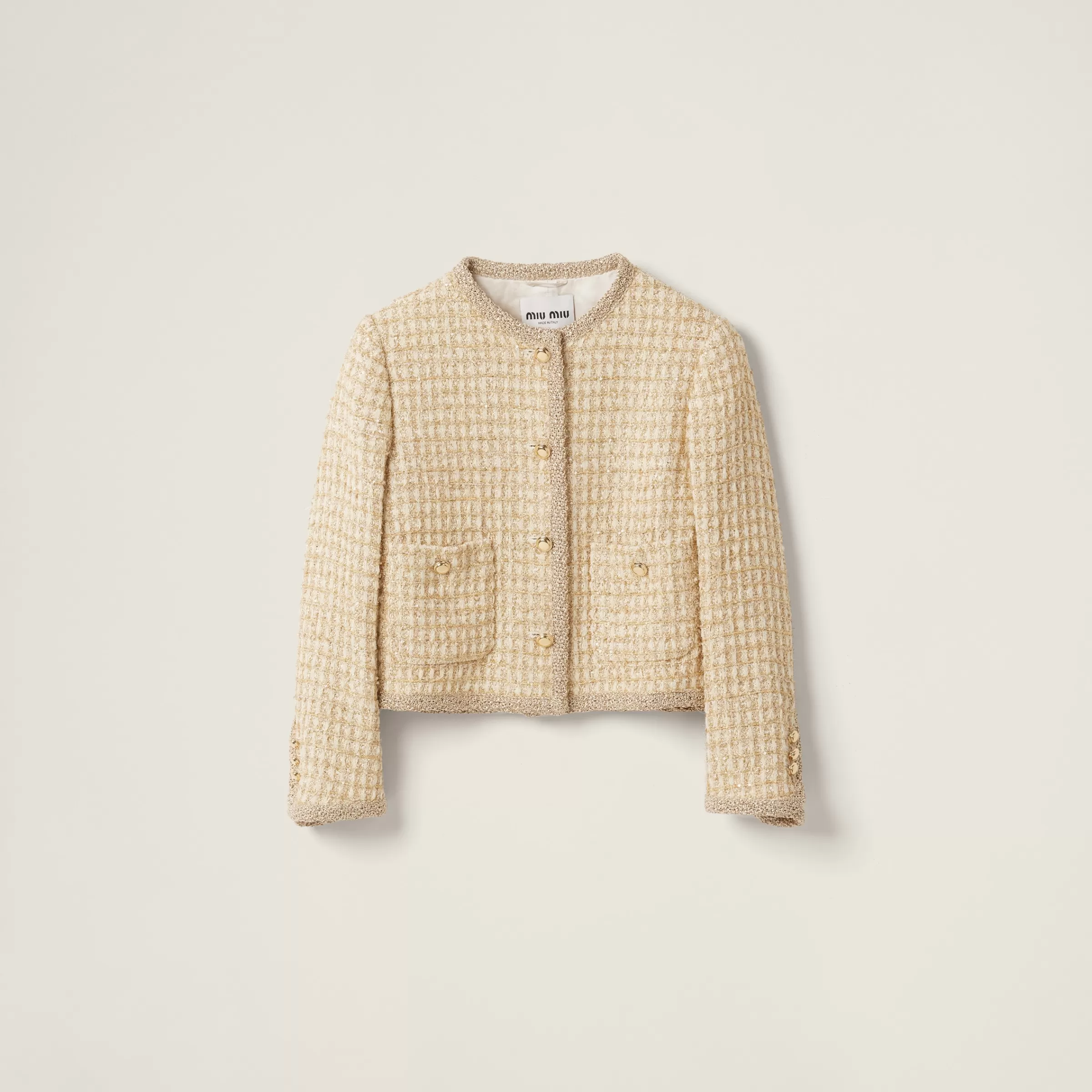 Miu Miu Single-breasted Check Lamé Jacket |