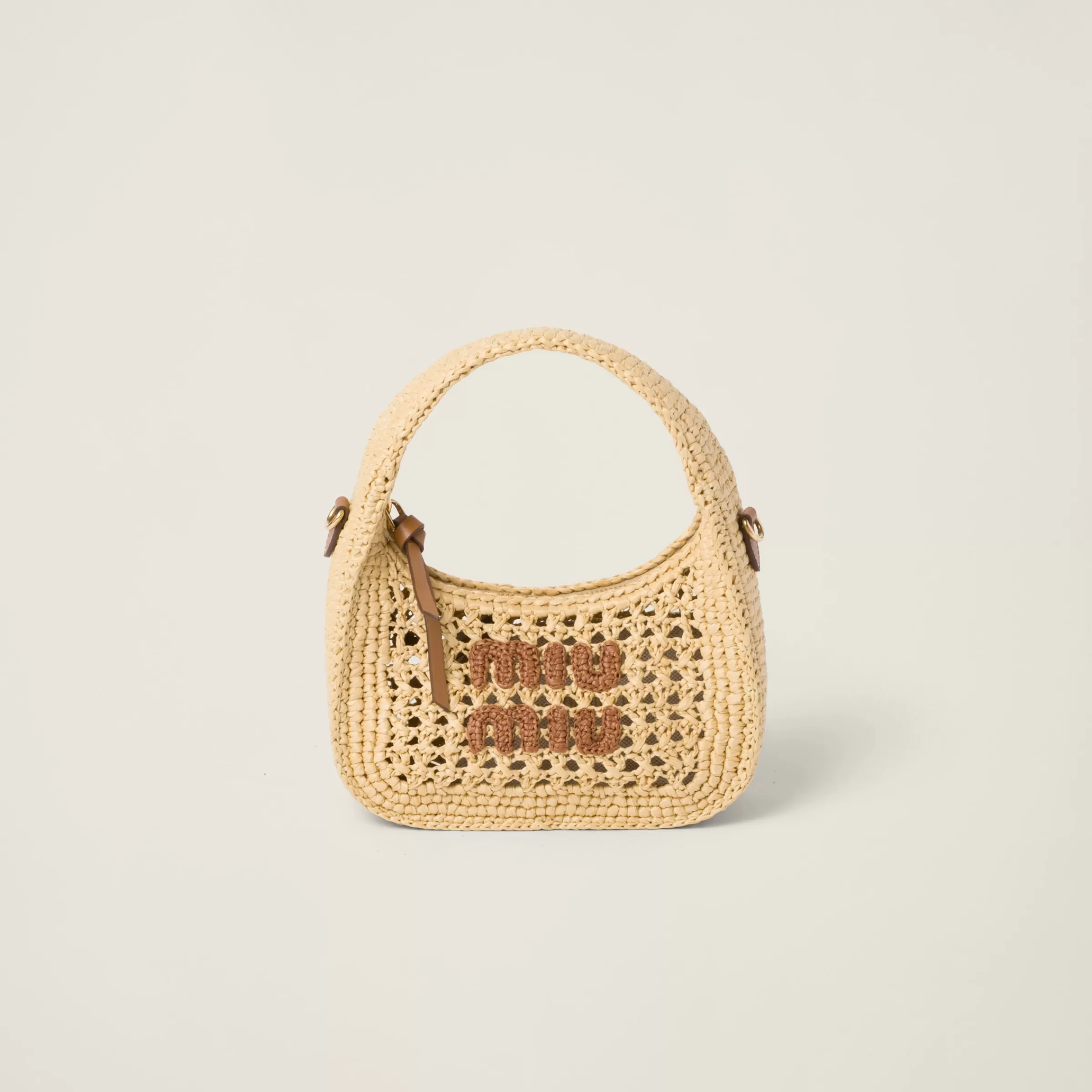 Miu Miu Wander Woven Fabric Hobo Bag |