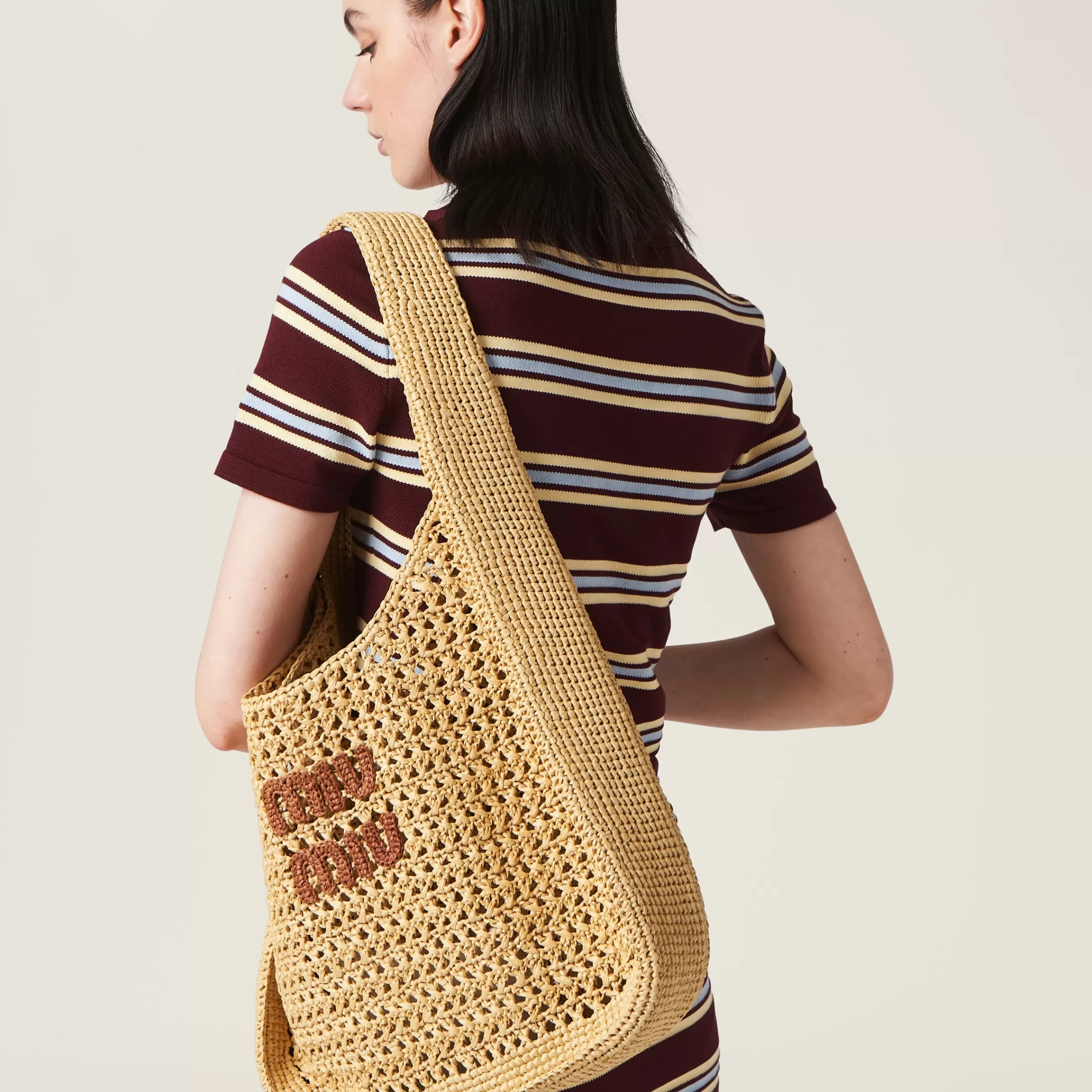 Miu Miu Woven Fabric Hobo Bag |
