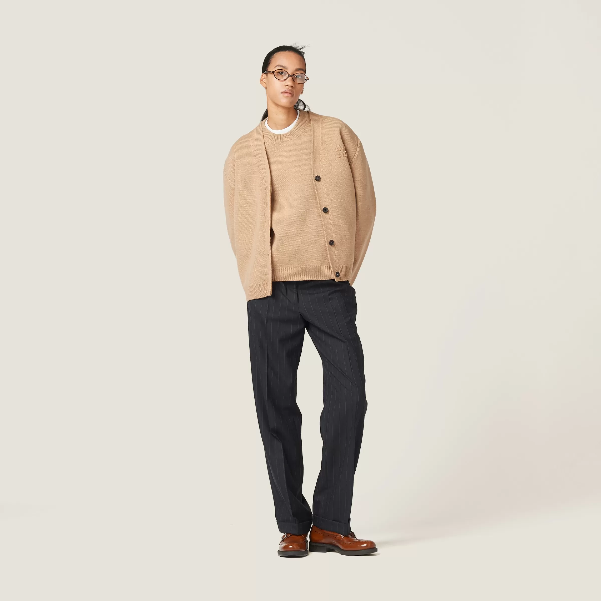 Miu Miu Wool And Nylon Knit Cardigan |