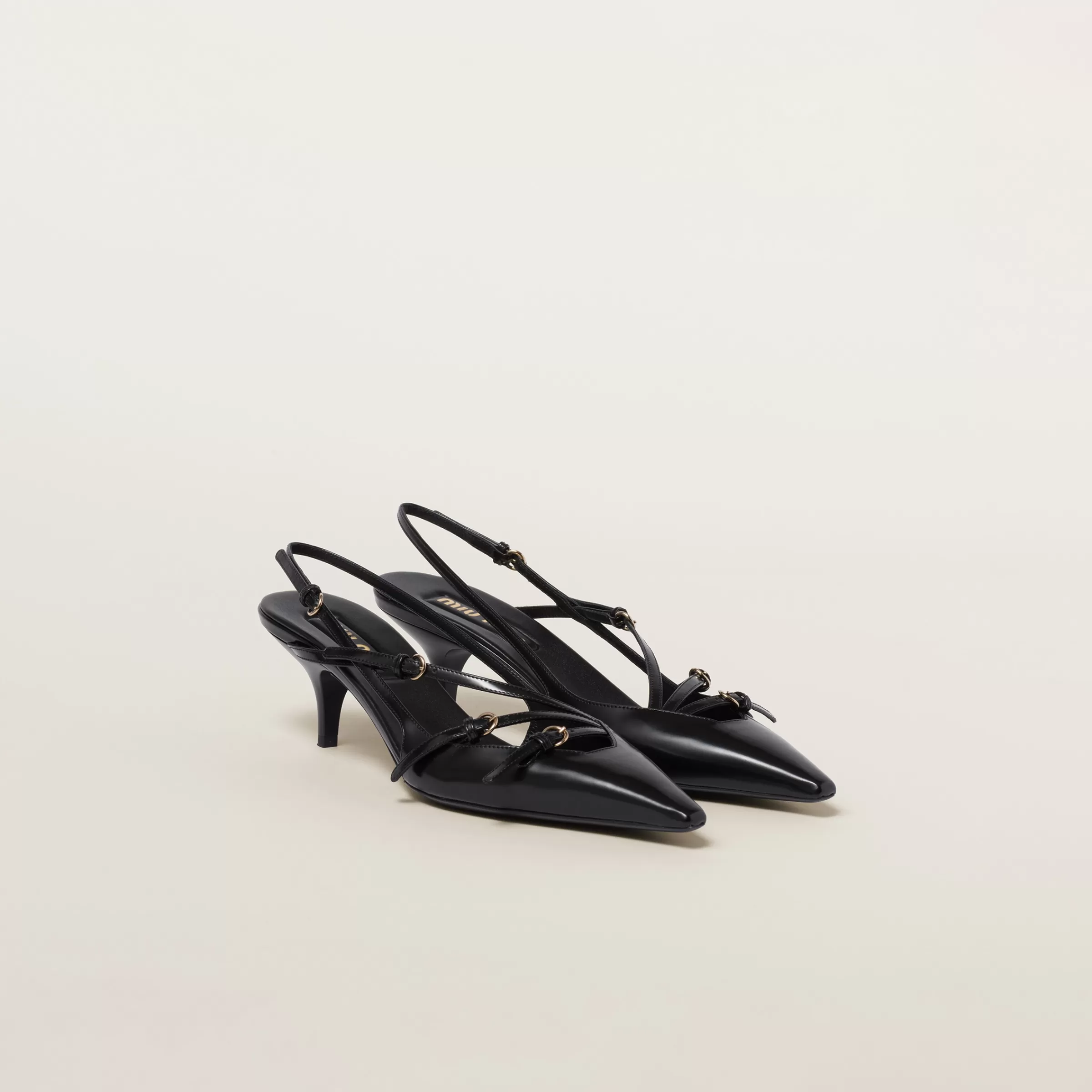 Miu Miu Brushed Leather Slingbacks With Buckles |