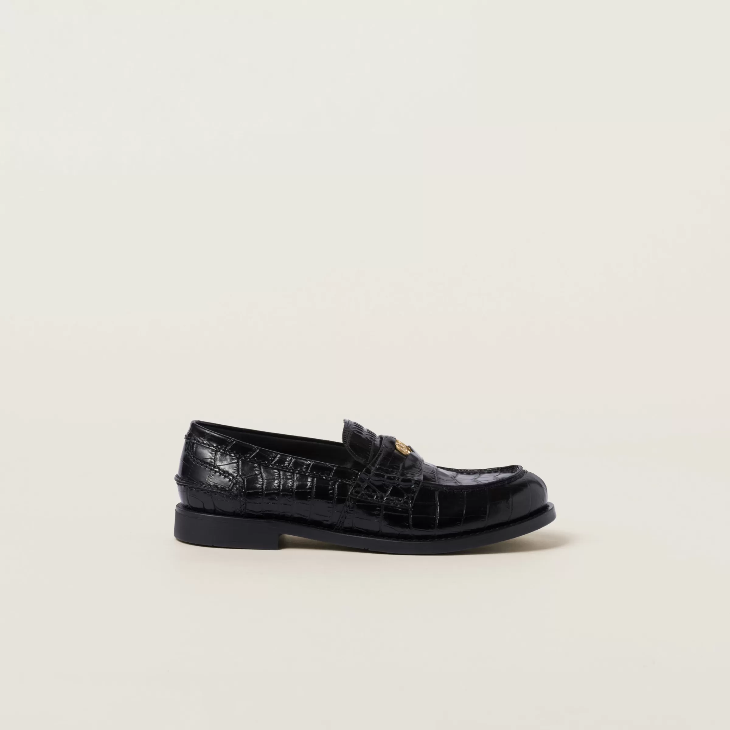 Miu Miu Croco-print Leather Penny Loafers |
