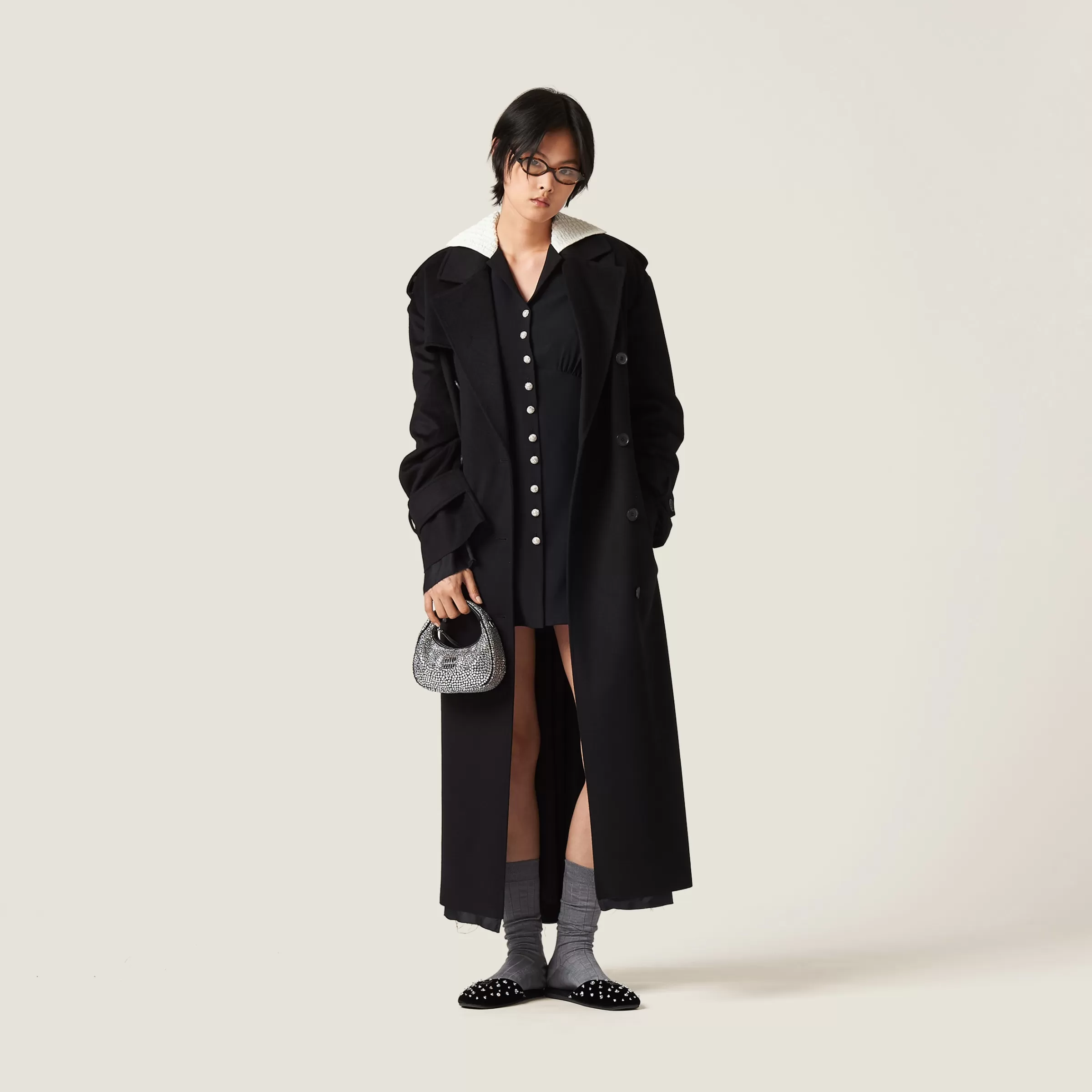 Miu Miu Double-breasted Velour Coat |