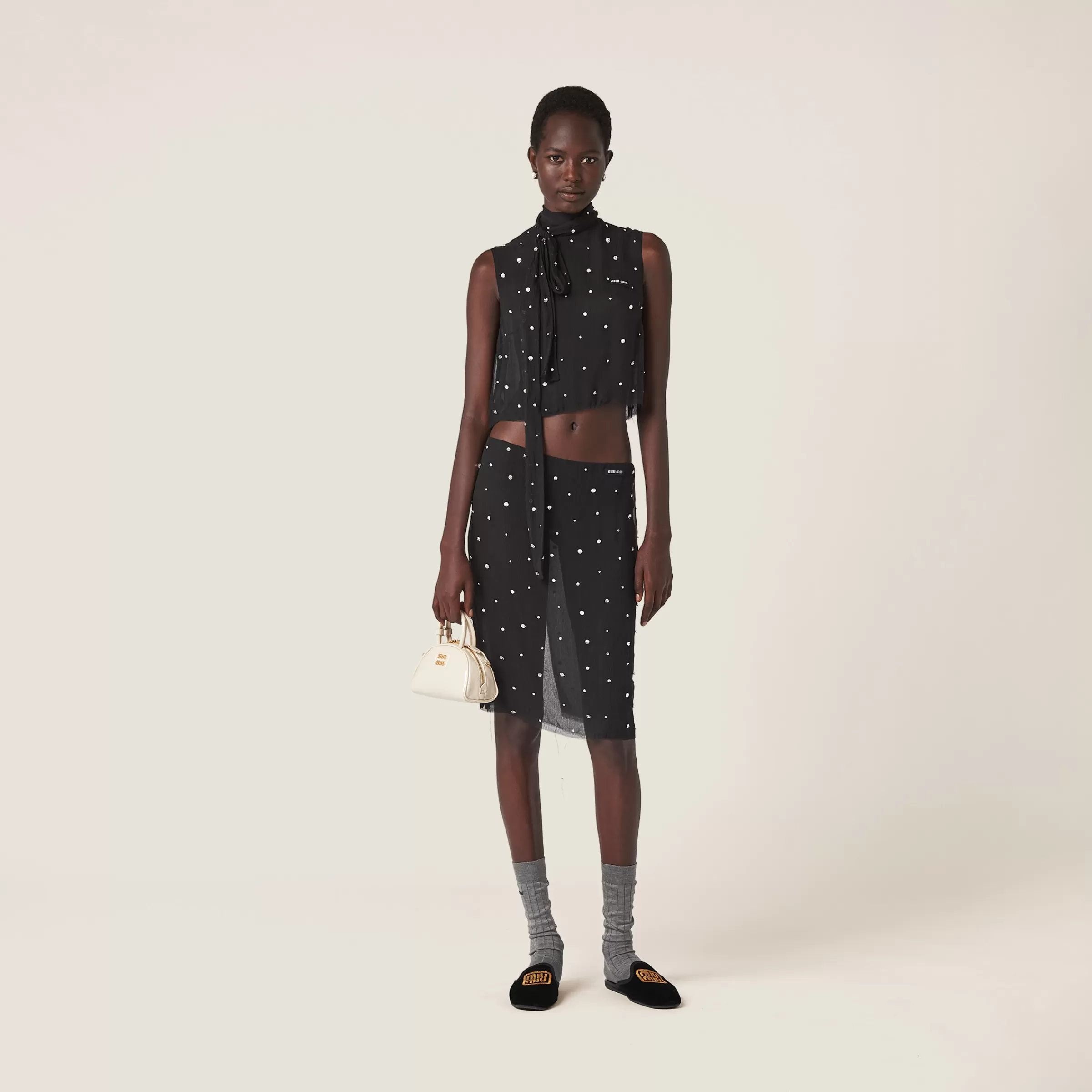 Miu Miu Embroidered Chiffon Top |