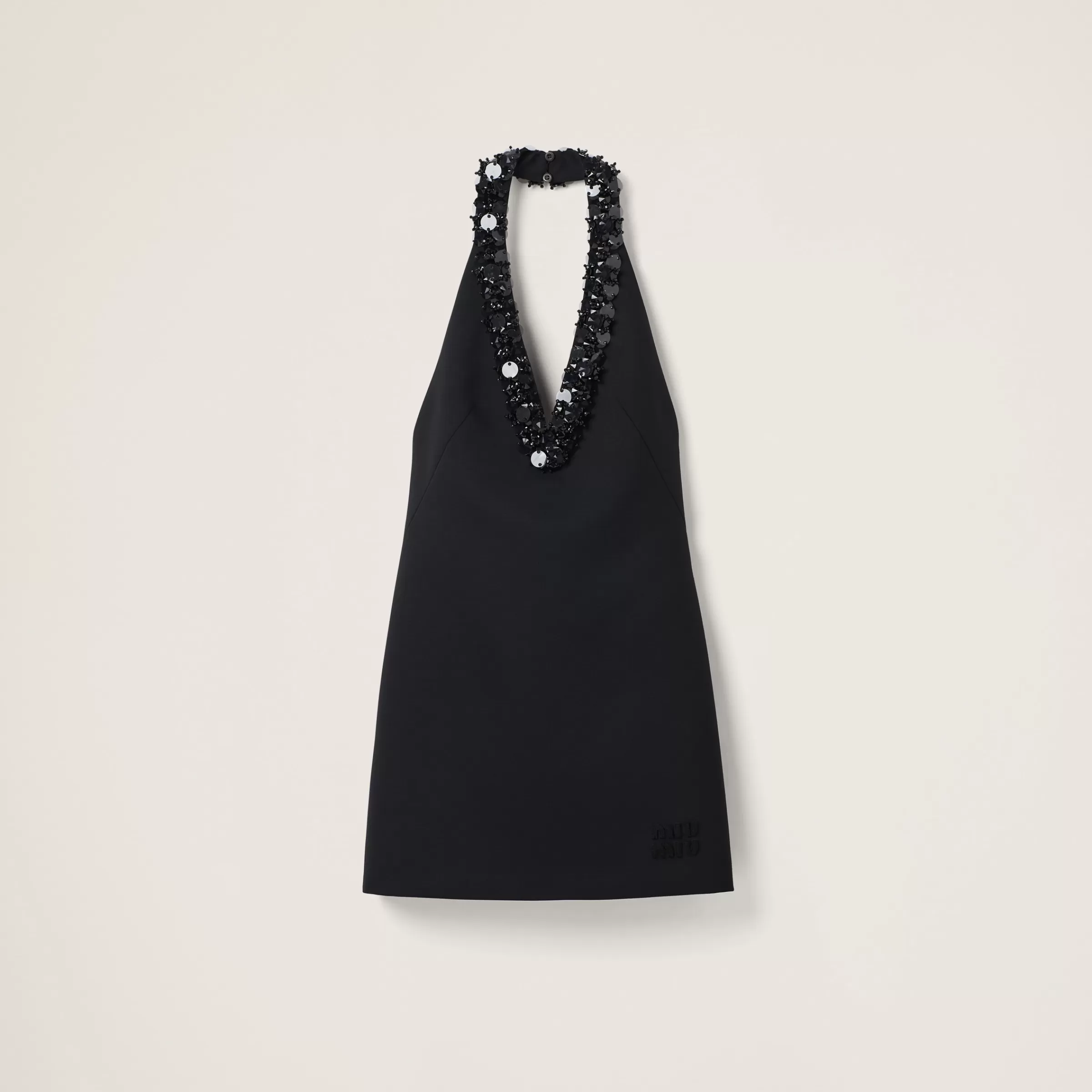 Miu Miu Embroidered Grain De Poudre Mini-dress |