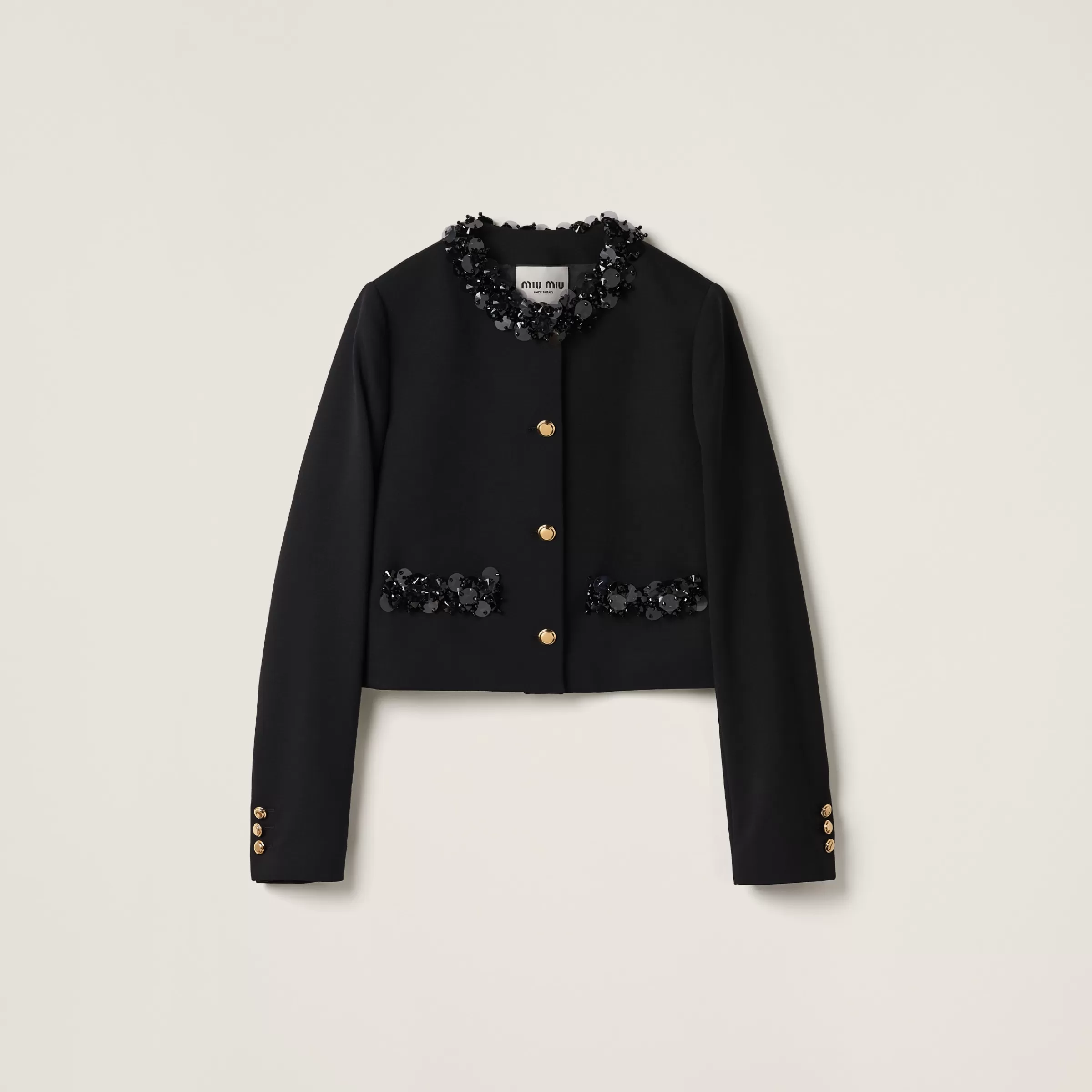 Miu Miu Embroidered Single-breasted Grain De Poudre Jacket |
