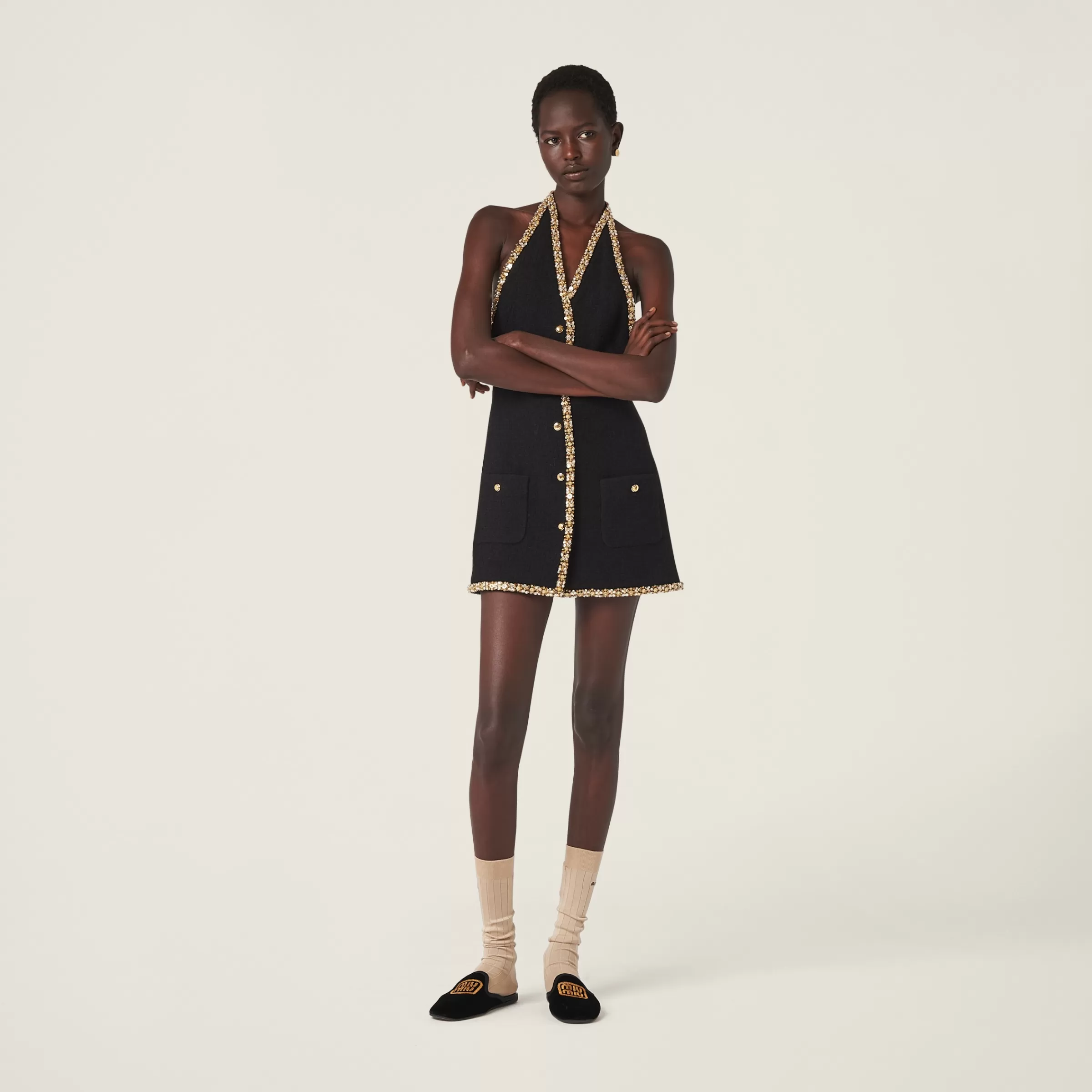 Miu Miu Embroidered Tweed Mini-dress |