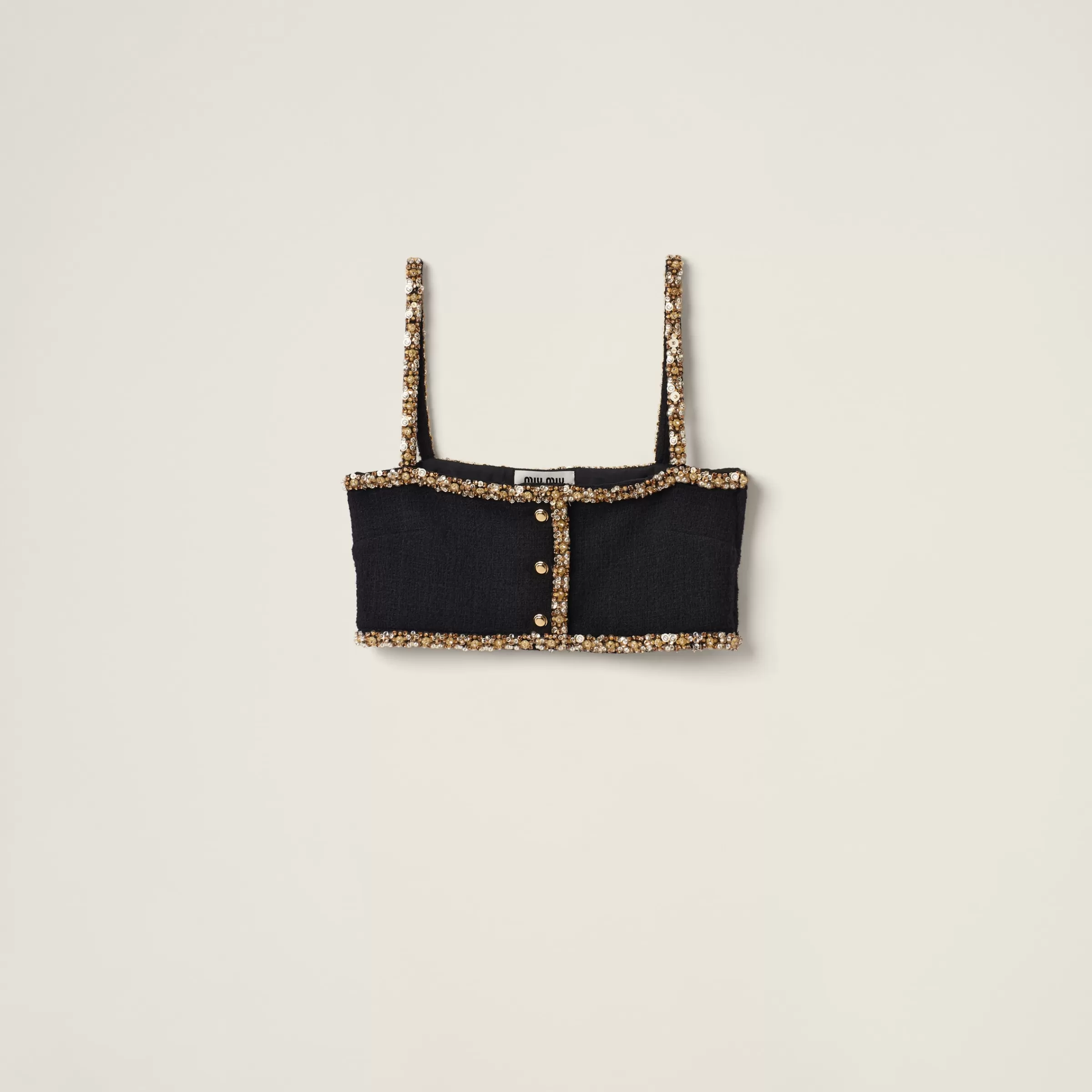 Miu Miu Embroidered Tweed Top |