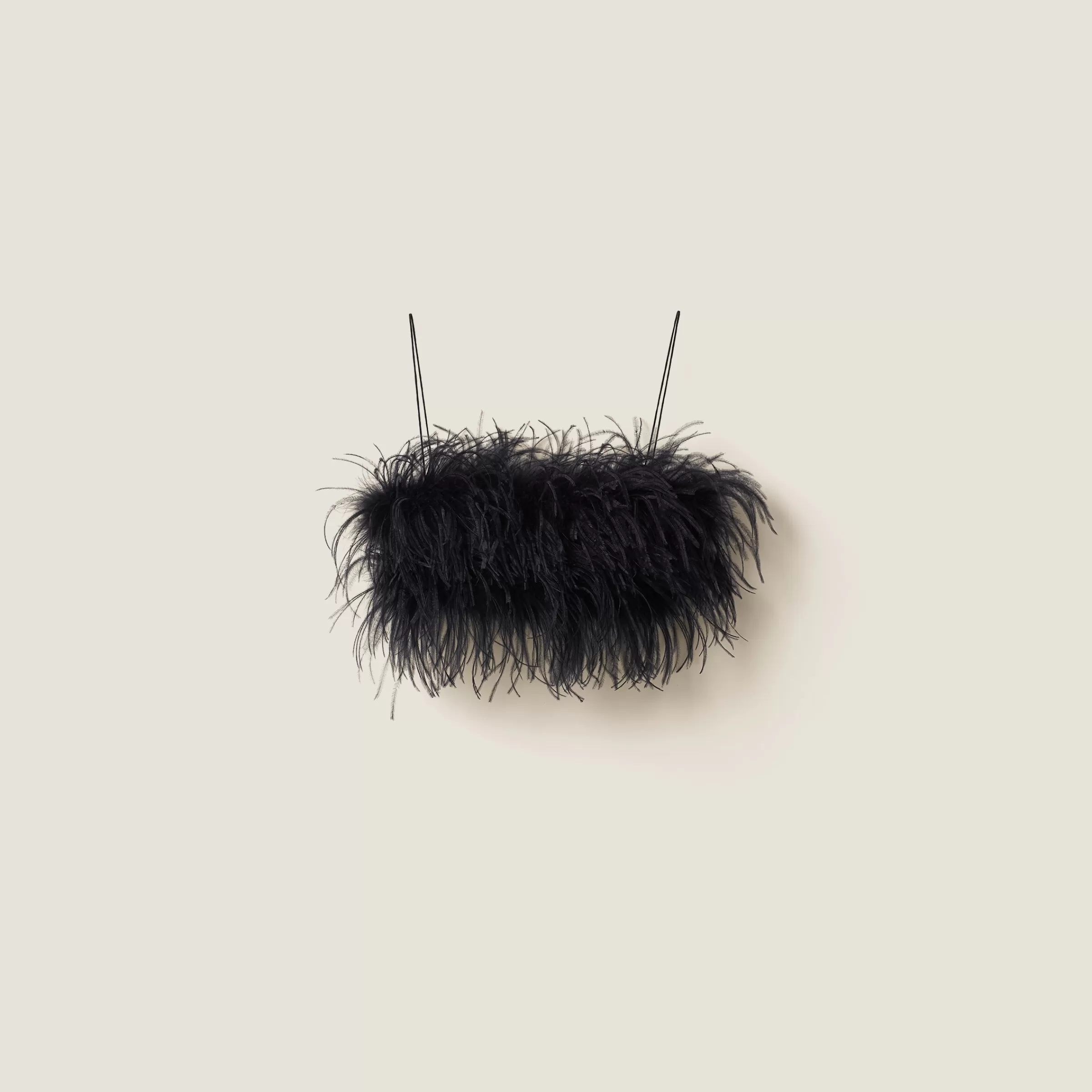 Miu Miu Feather-trimmed Grain De Poudre Top |