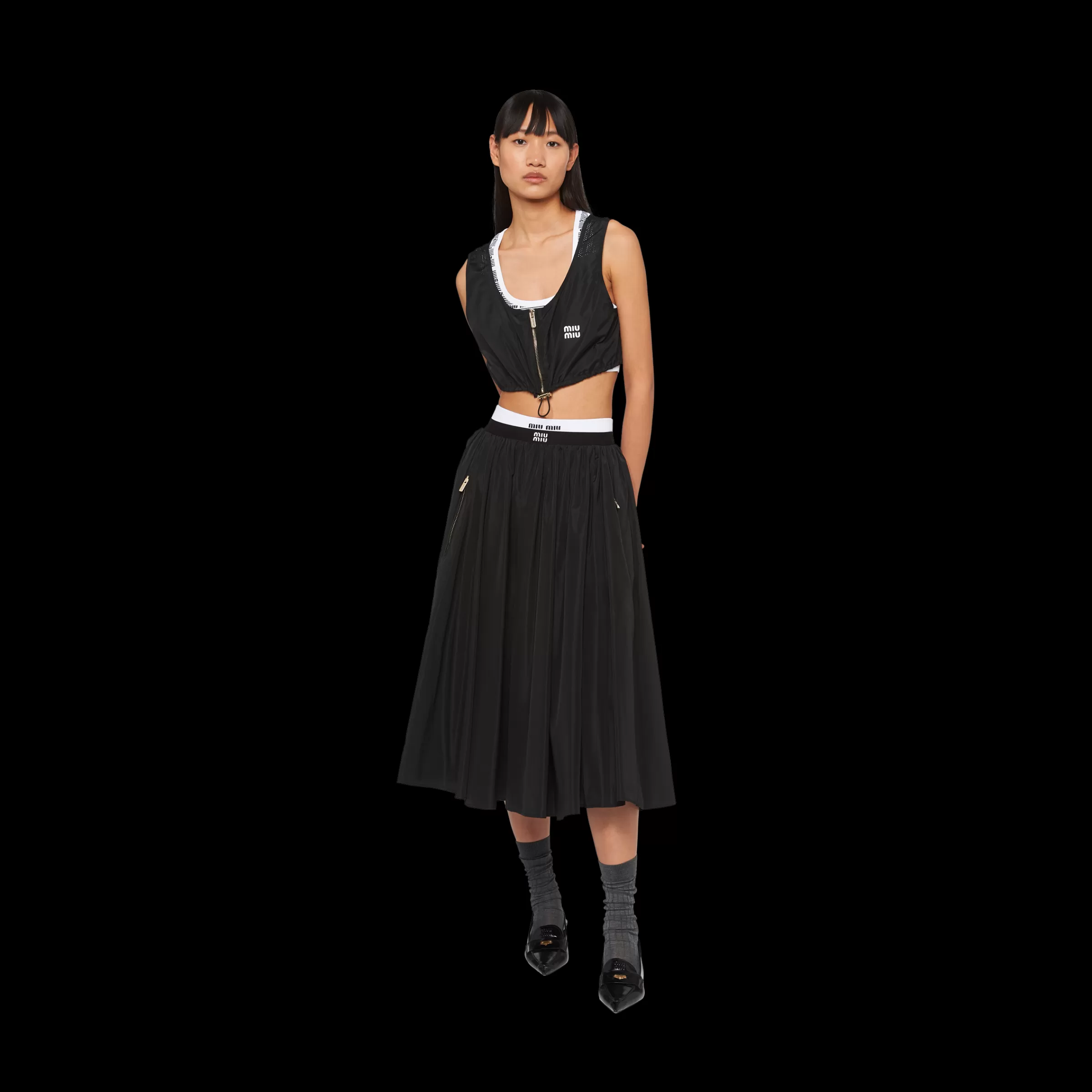 Miu Miu Full Technical Silk Skirt |