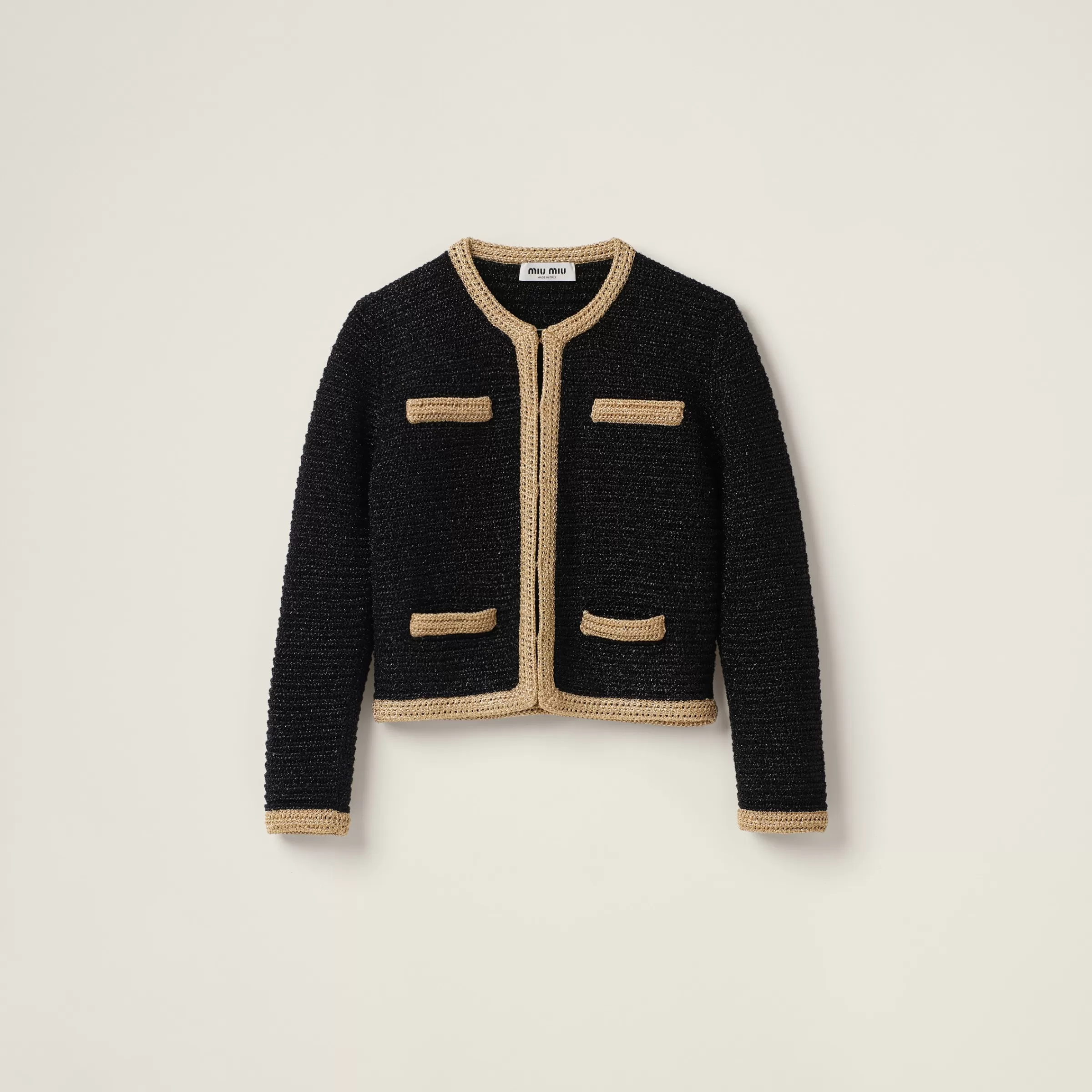 Miu Miu Lamé Crochet Cardigan |