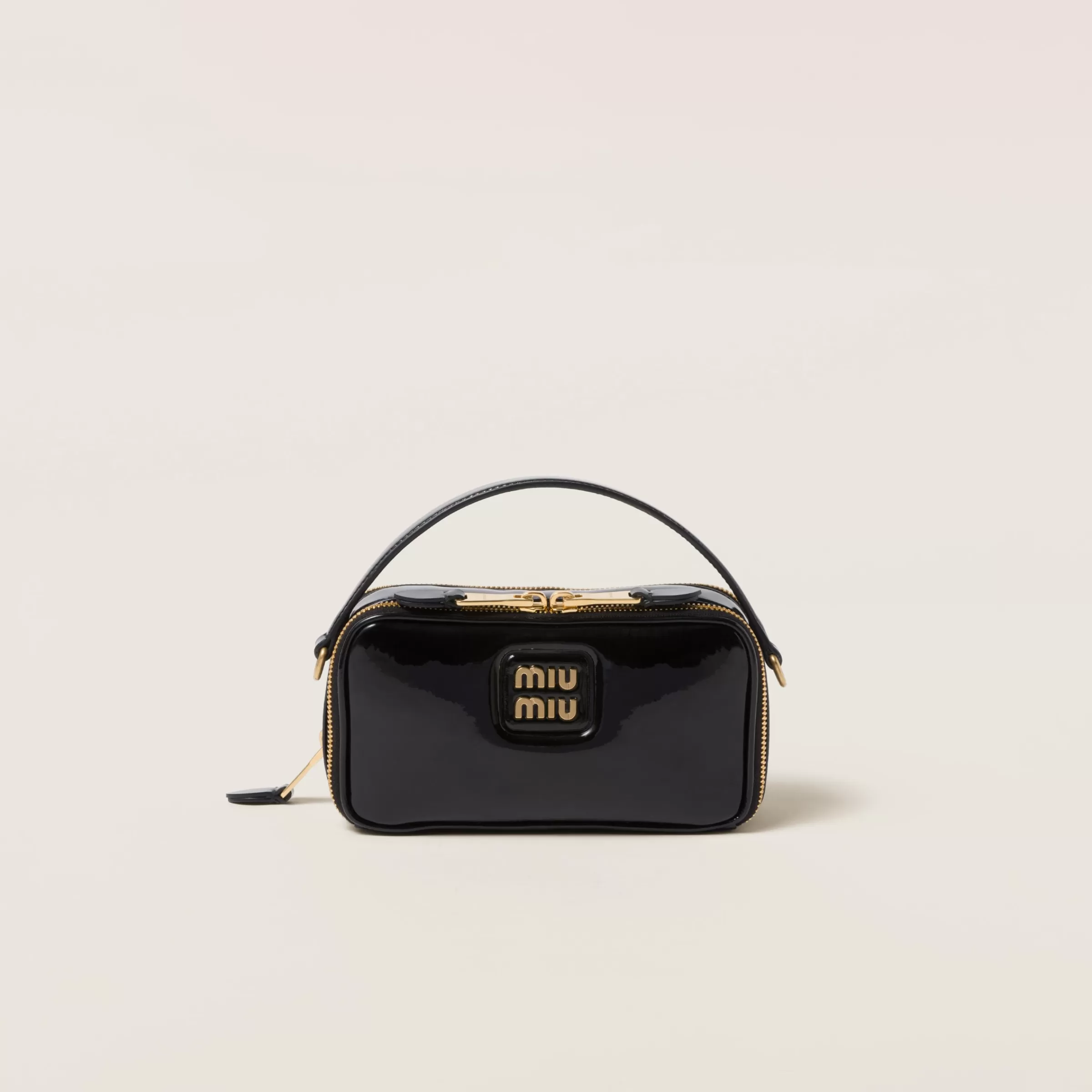 Miu Miu Leather And Patent Leather Shoulder Bag |