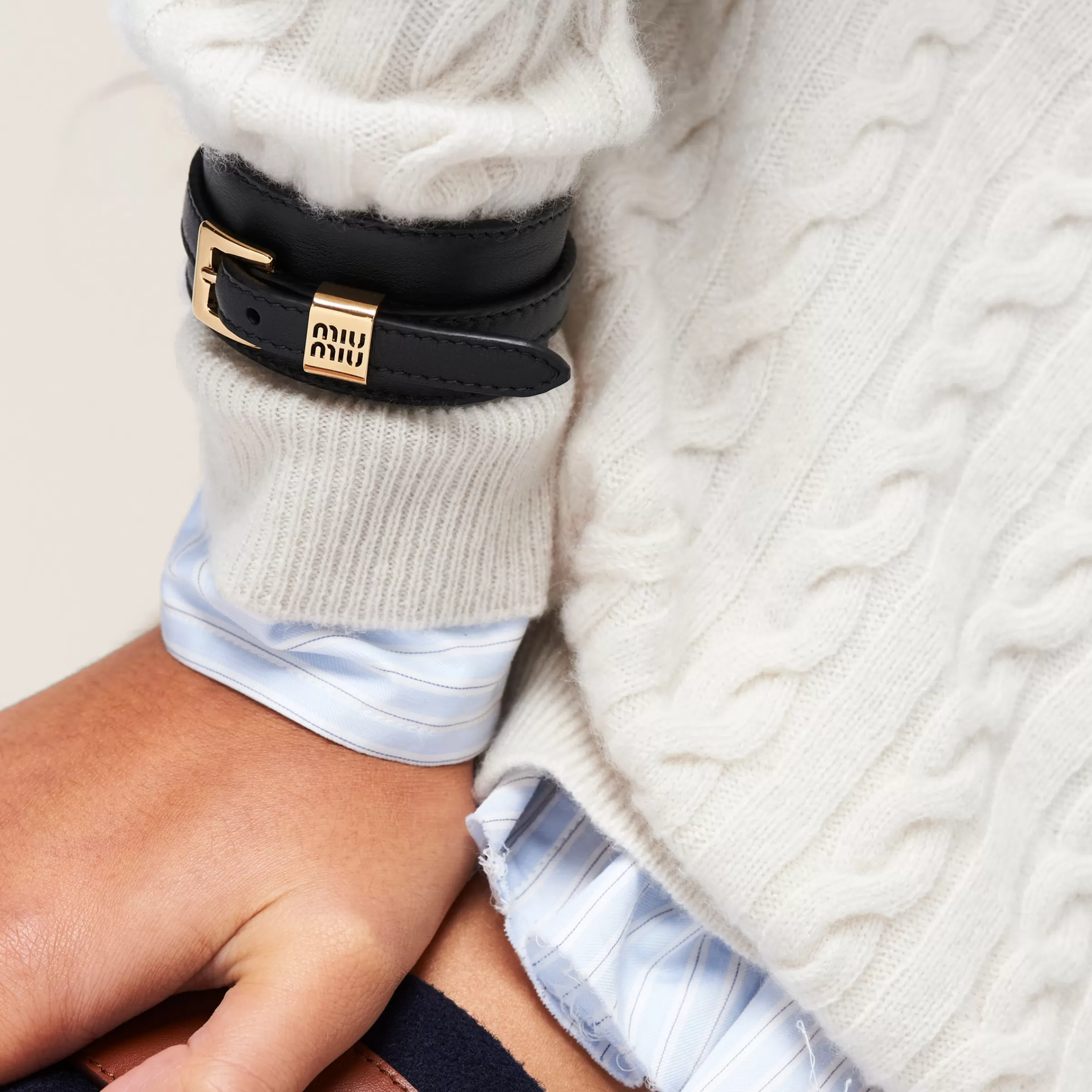 Miu Miu Leather Bracelet |