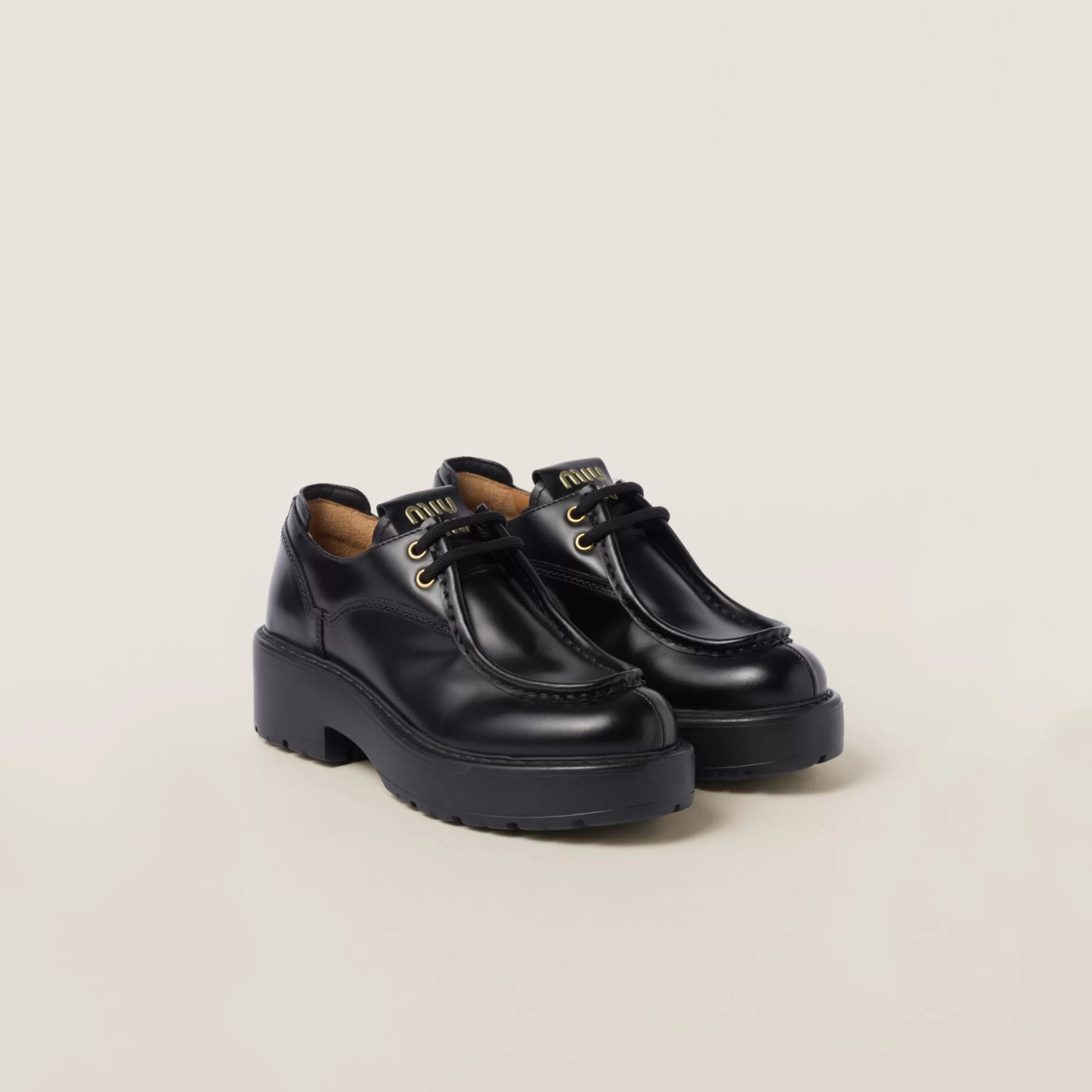Miu Miu Leather Lace-up Shoes |