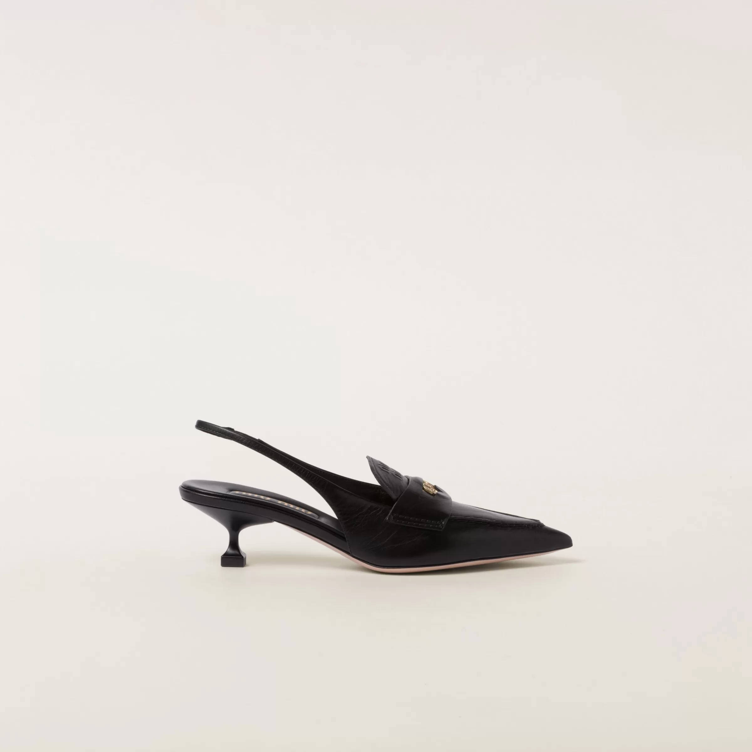 Miu Miu Leather Penny Loafers With Heel |