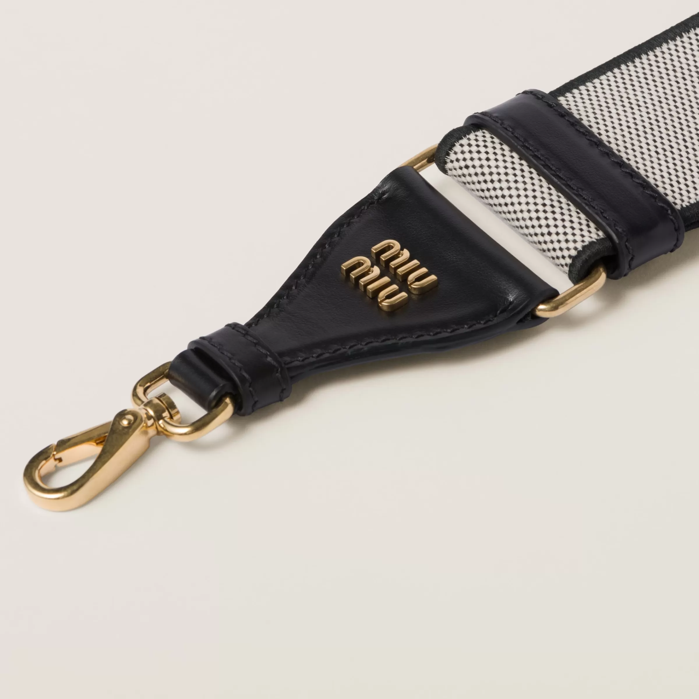 Miu Miu Linen Blend And Leather Shoulder Strap |