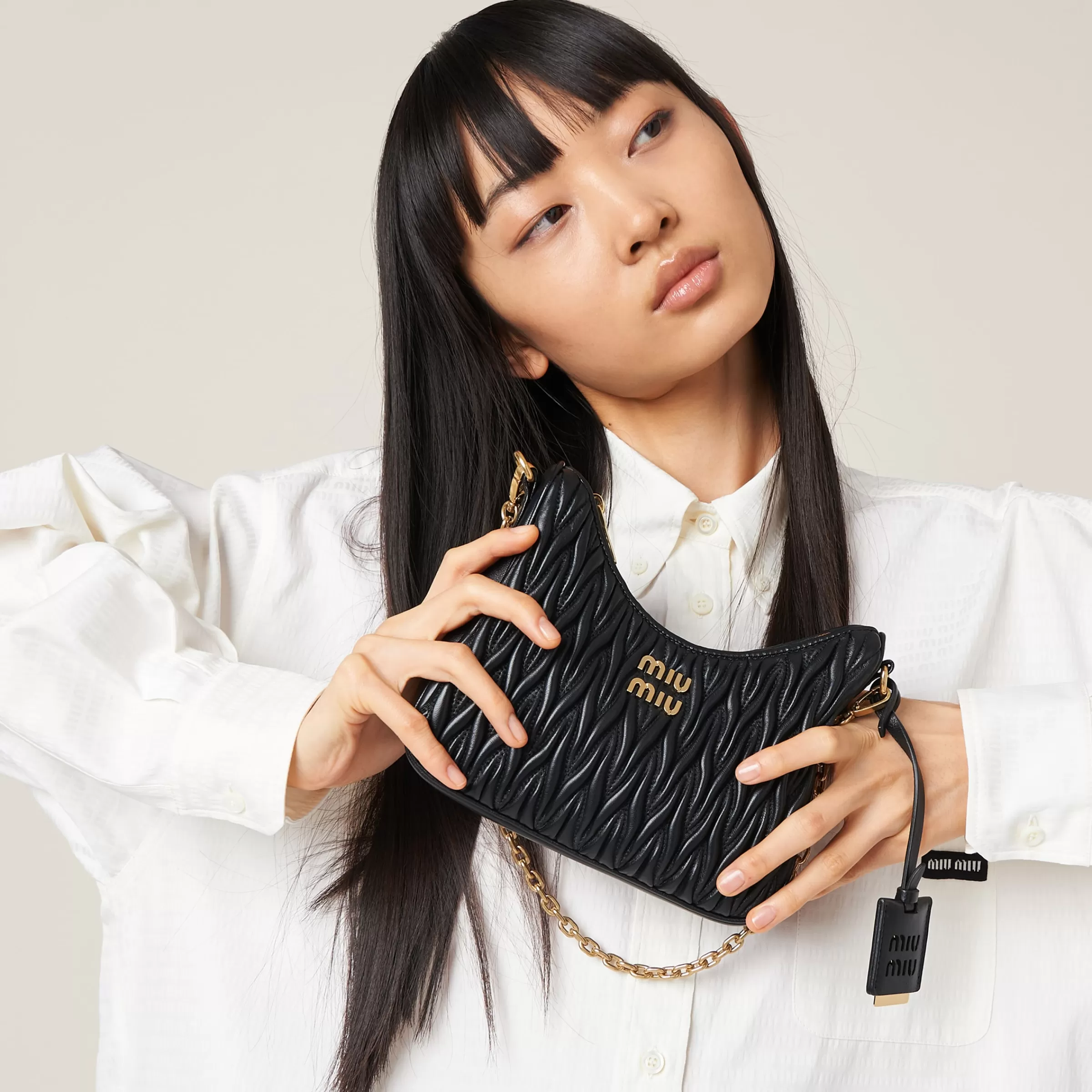 Miu Miu Matelassé Nappa Leather Shoulder Bag |