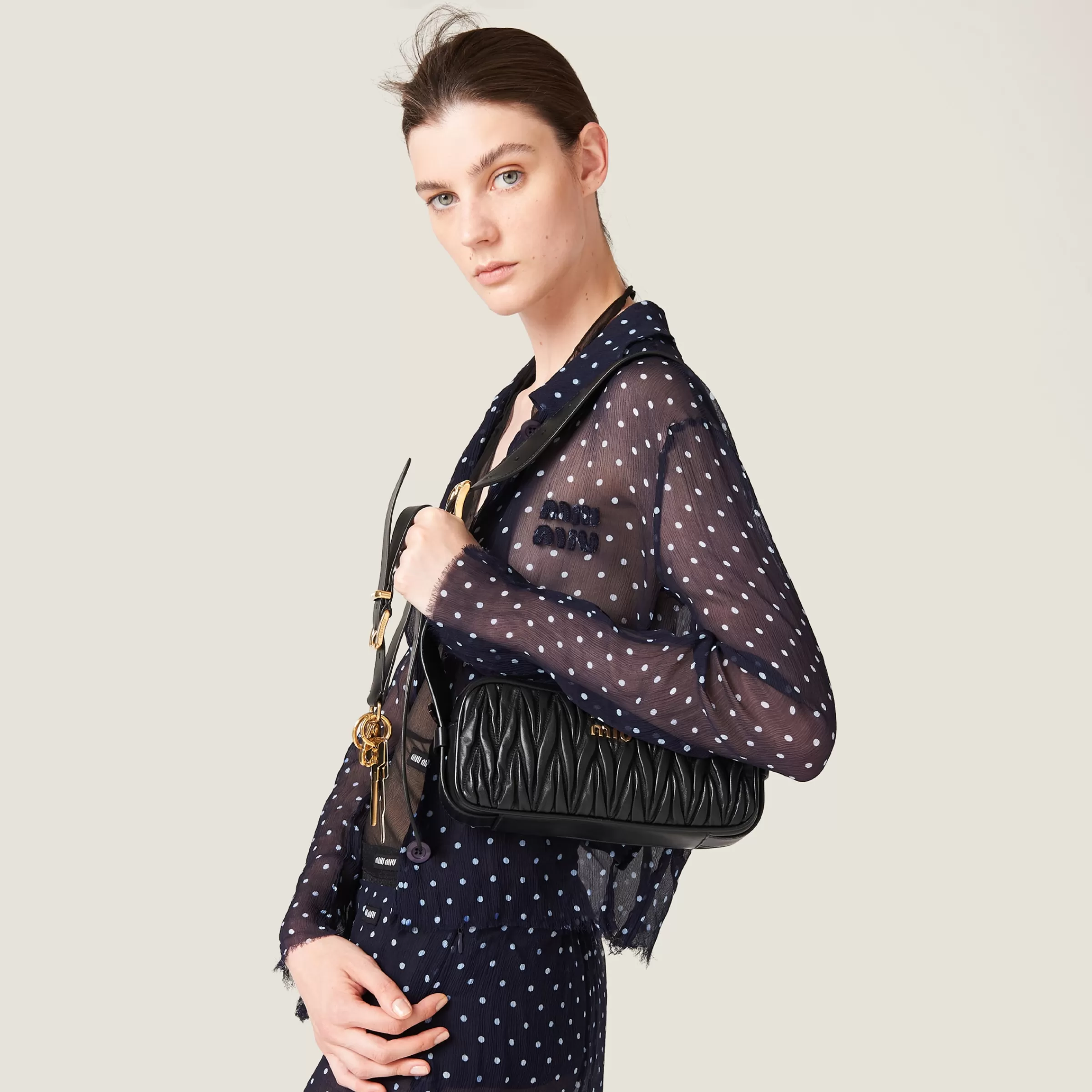 Miu Miu Matelassé Nappa Leather Shoulder Bag |