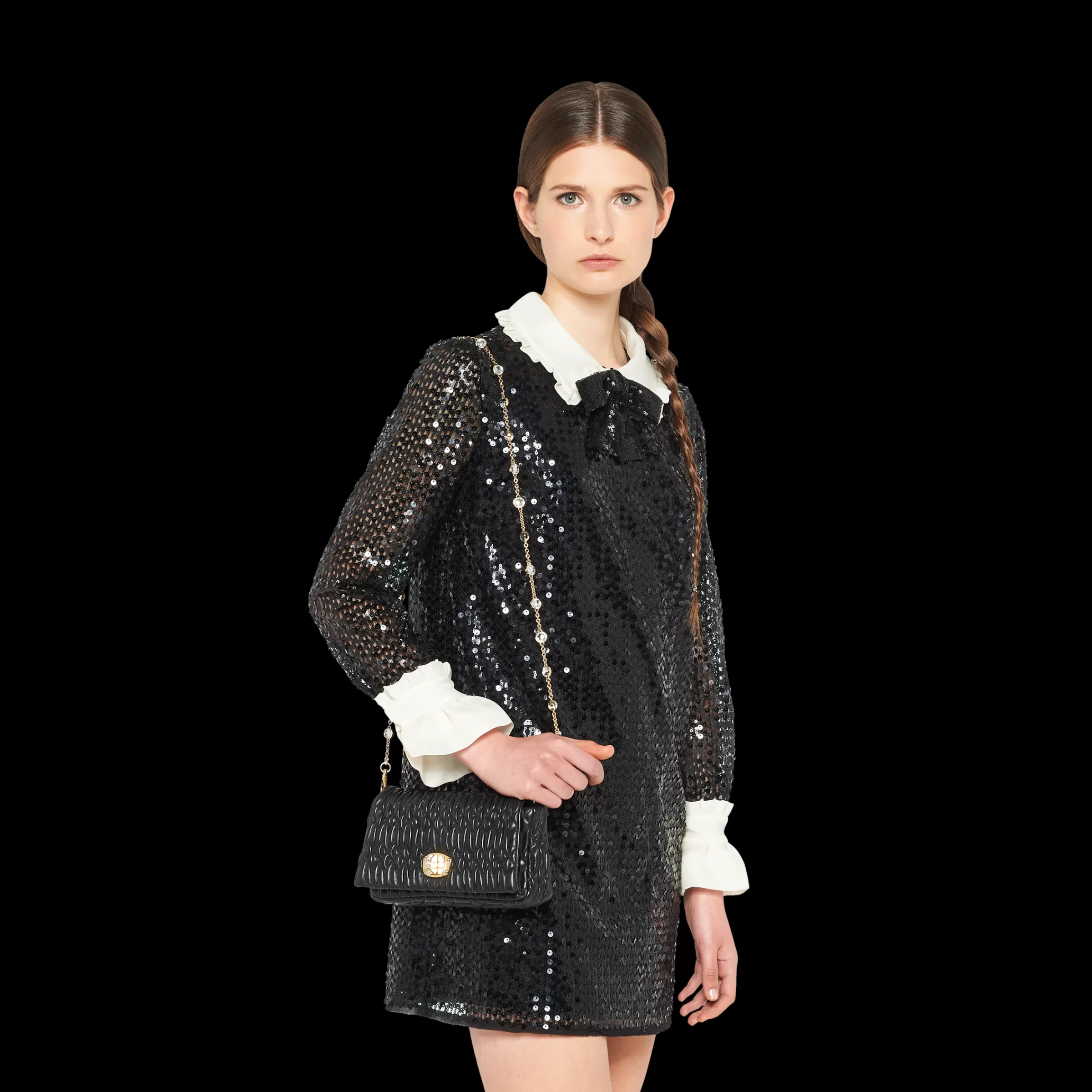Miu Miu Miu Crystal Cloqué Nappa Leather Bag |