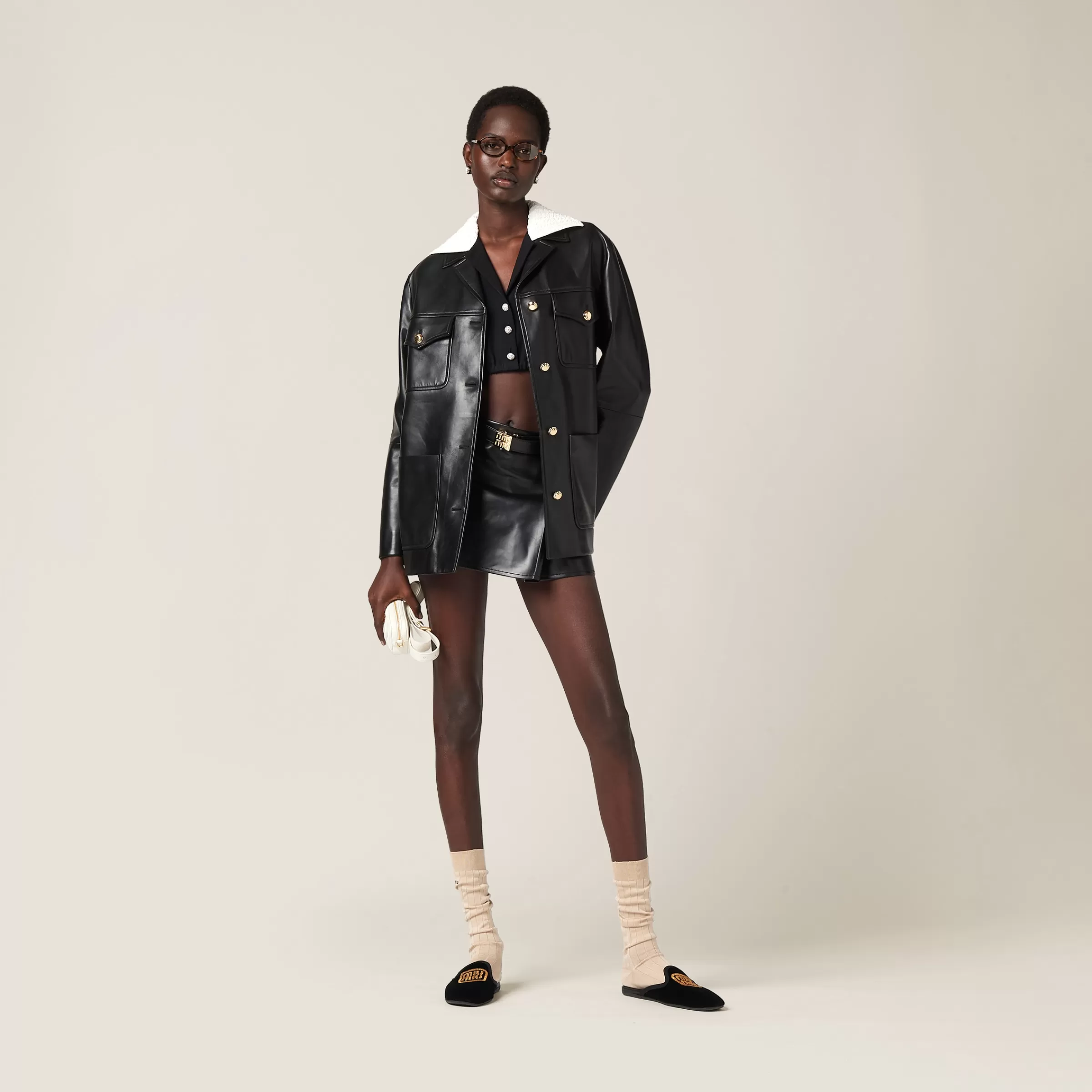 Miu Miu Nappa Leather Miniskirt |