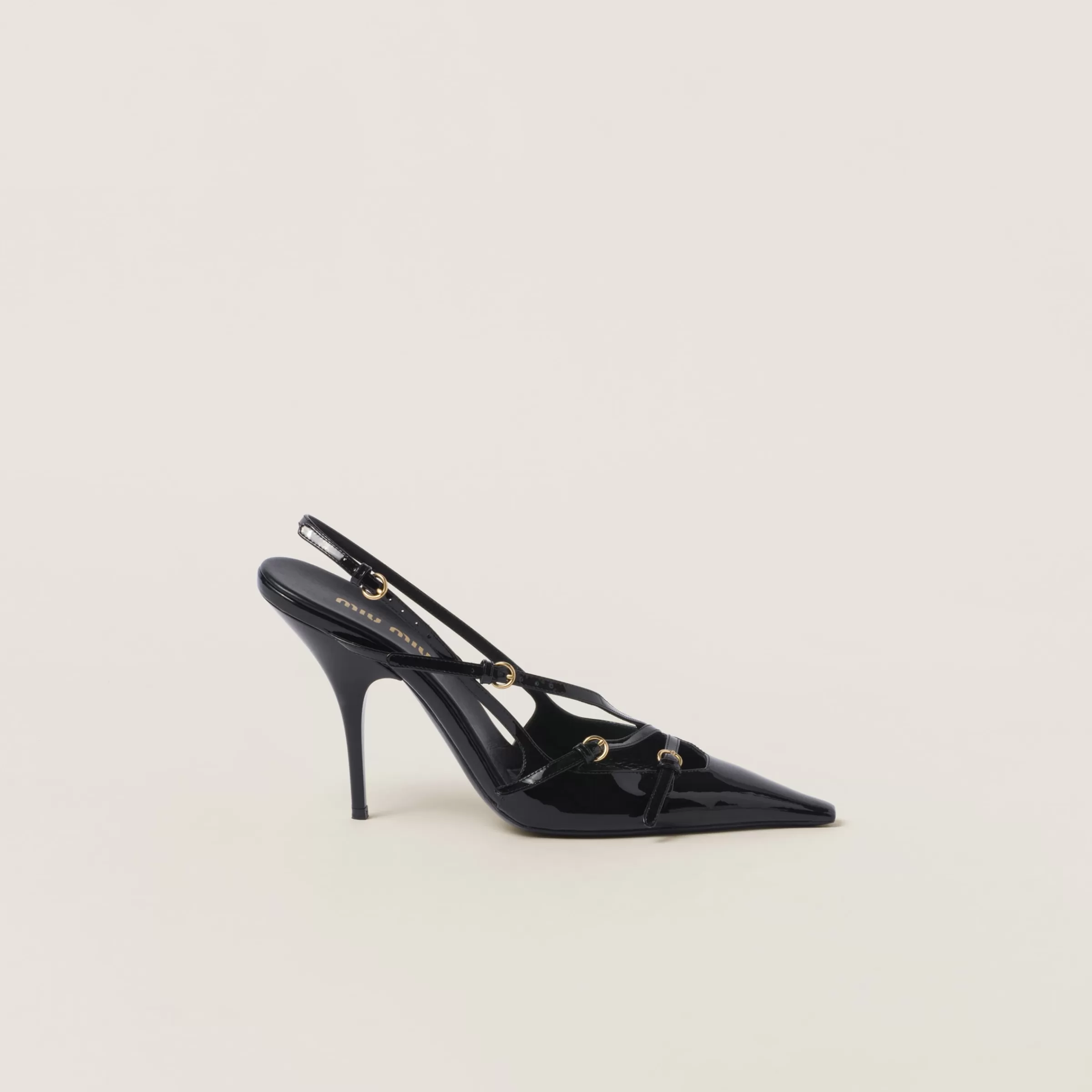 Miu Miu Patent Leather Slingbacks With Buckles |