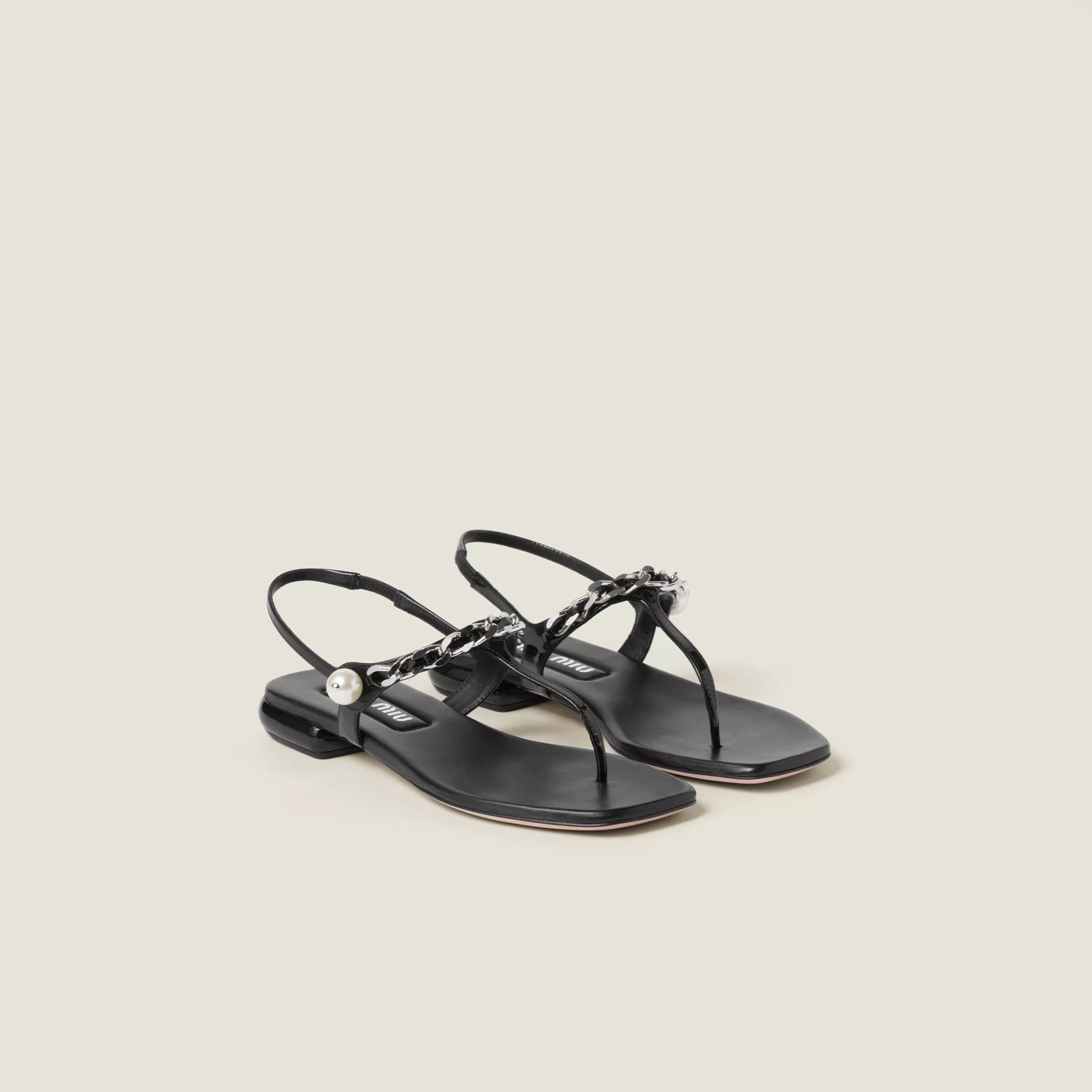 Miu Miu Patent Leather Thong Sandals |