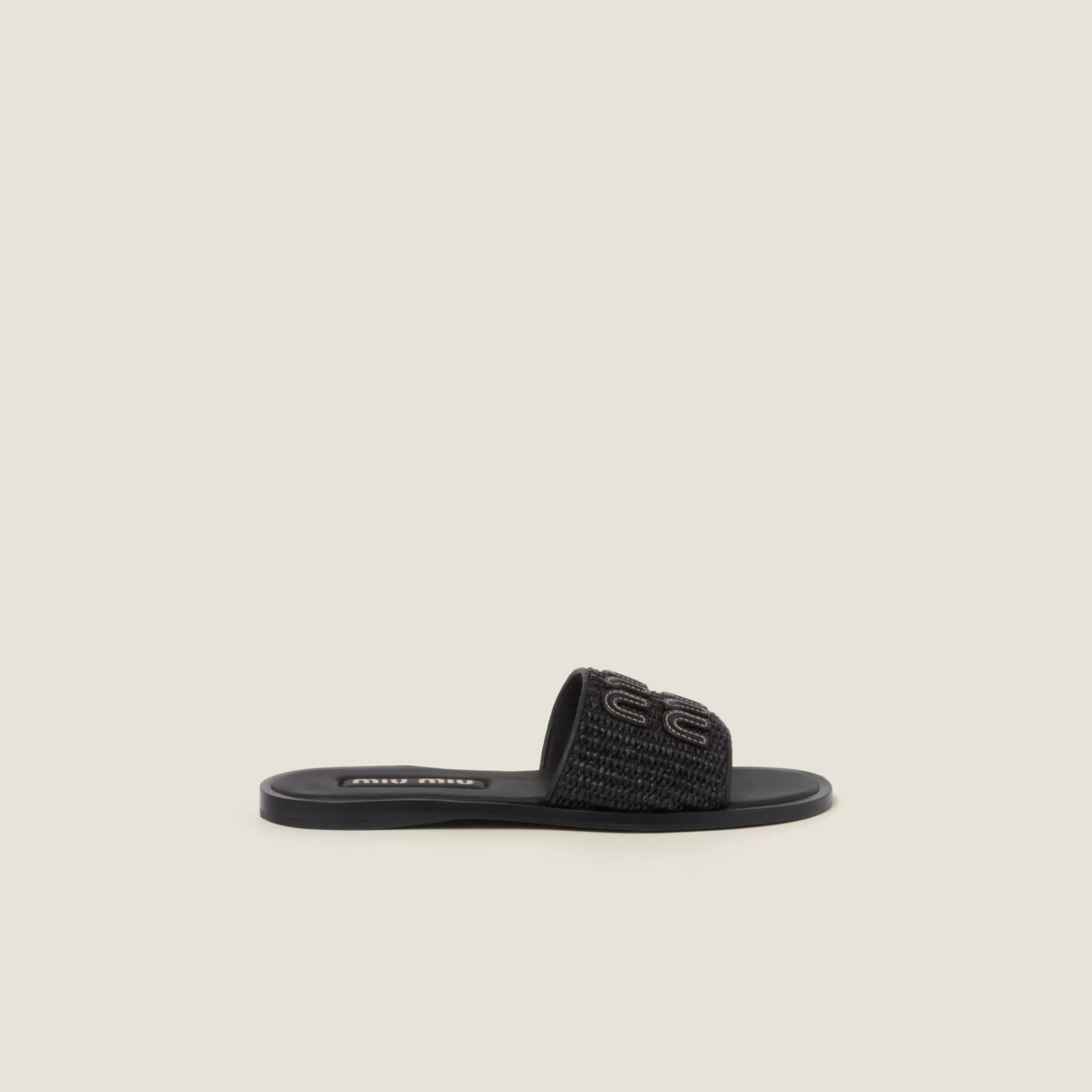 Miu Miu Raffia-effect Woven Fabric Slides |