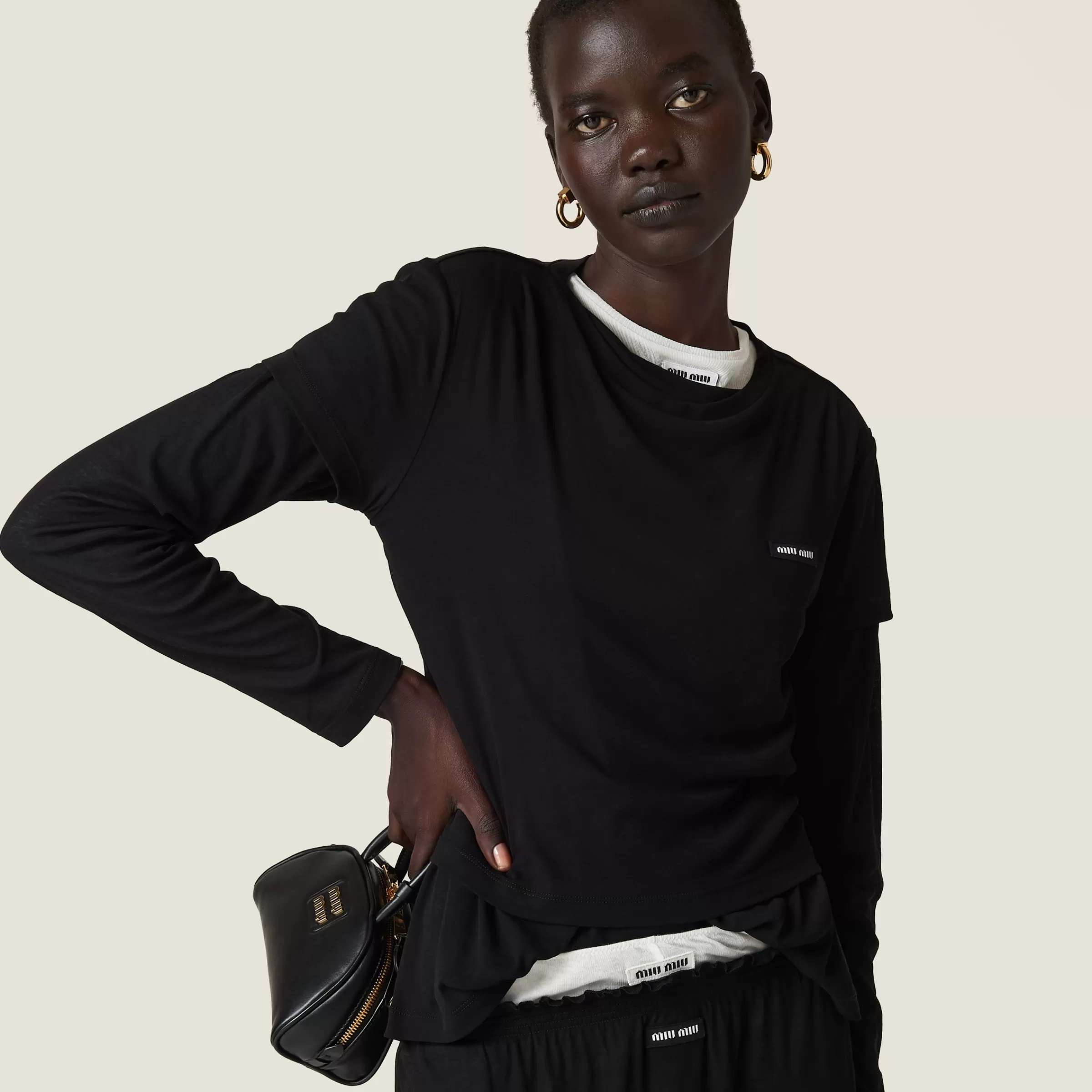 Miu Miu Ribbed Jersey T-shirt |