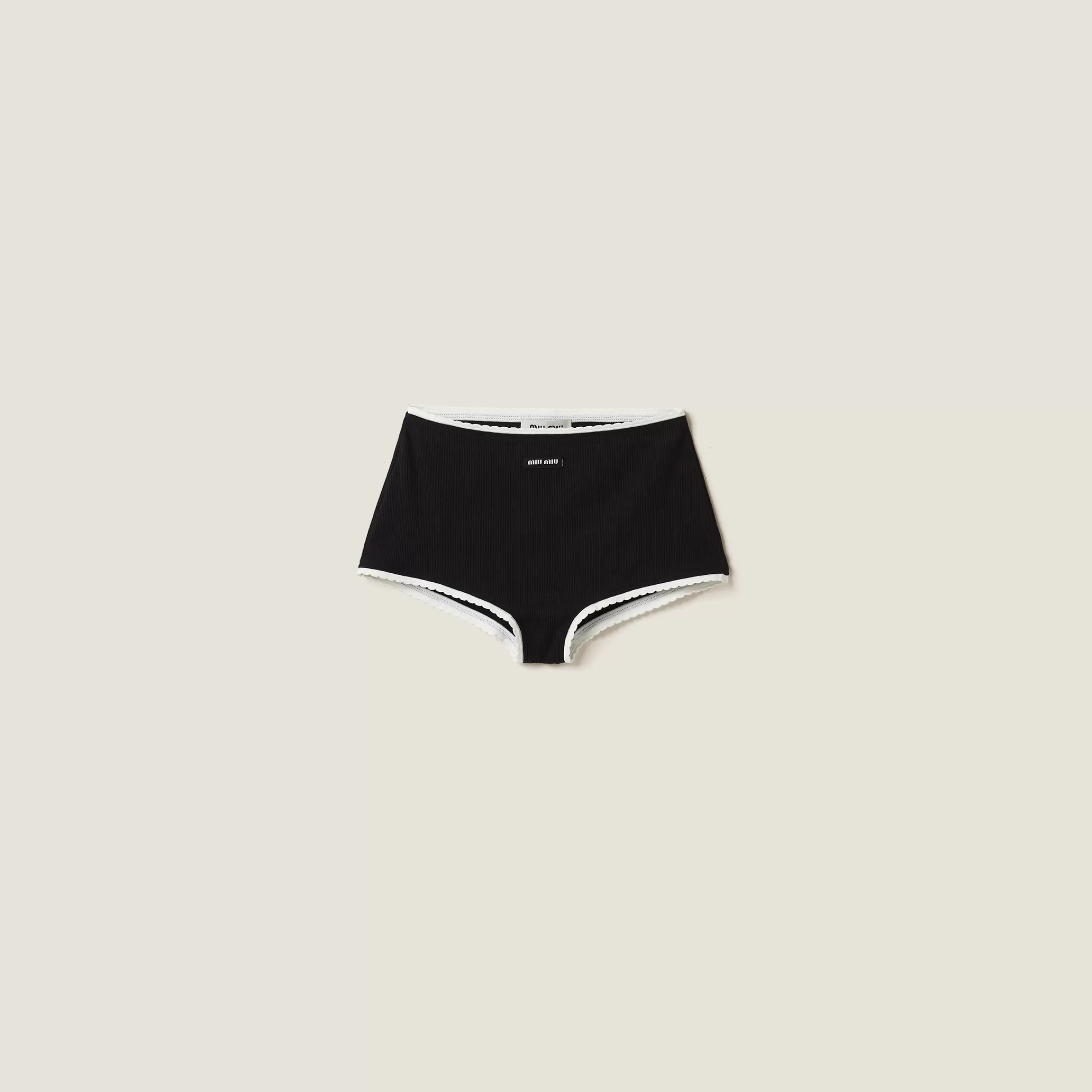 Miu Miu Ribbed Knit Panties With Logo |