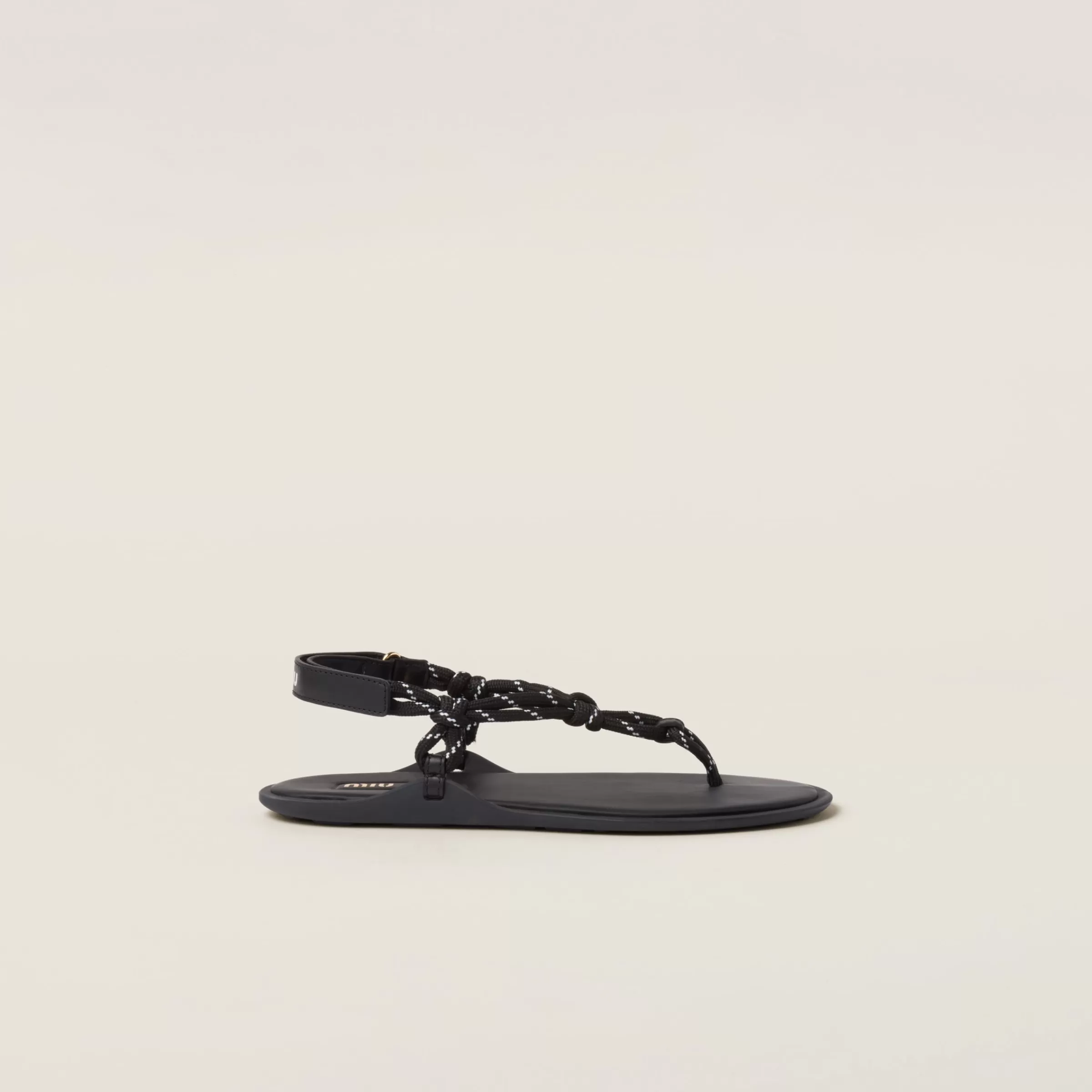 Miu Miu Riviere Cord And Leather Sandals |