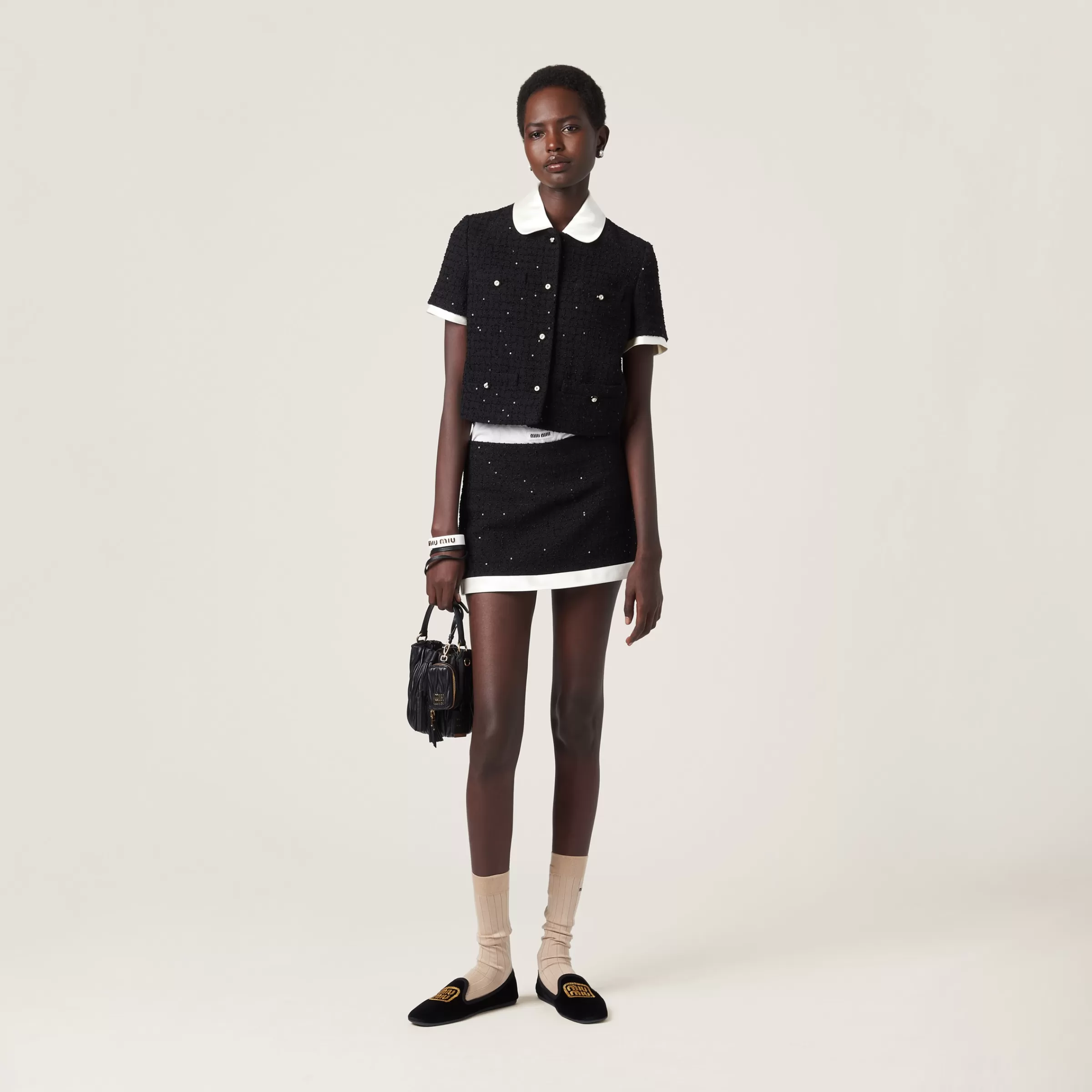 Miu Miu Single-breasted Bouclé Jacket |