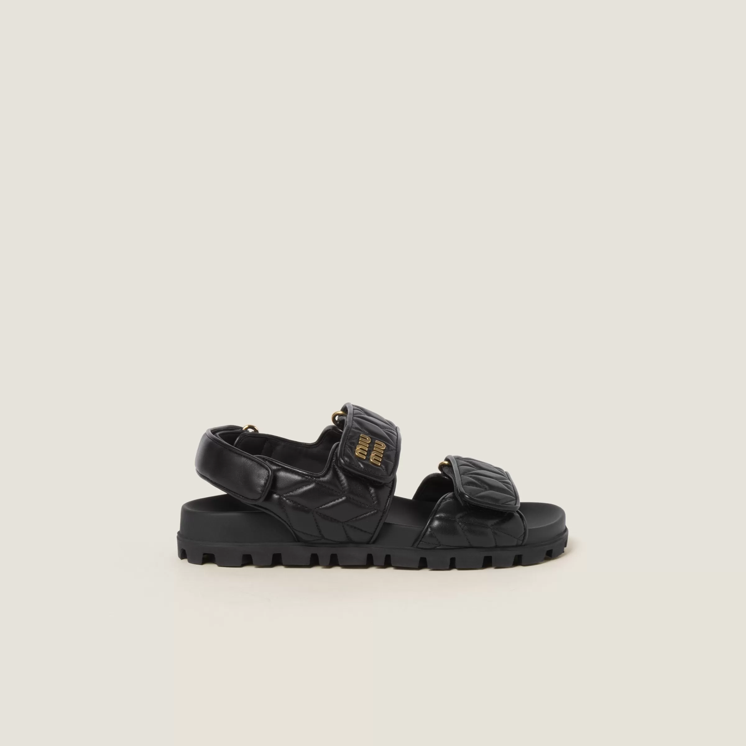 Miu Miu Sporty Matelassé Nappa Leather Sandals |