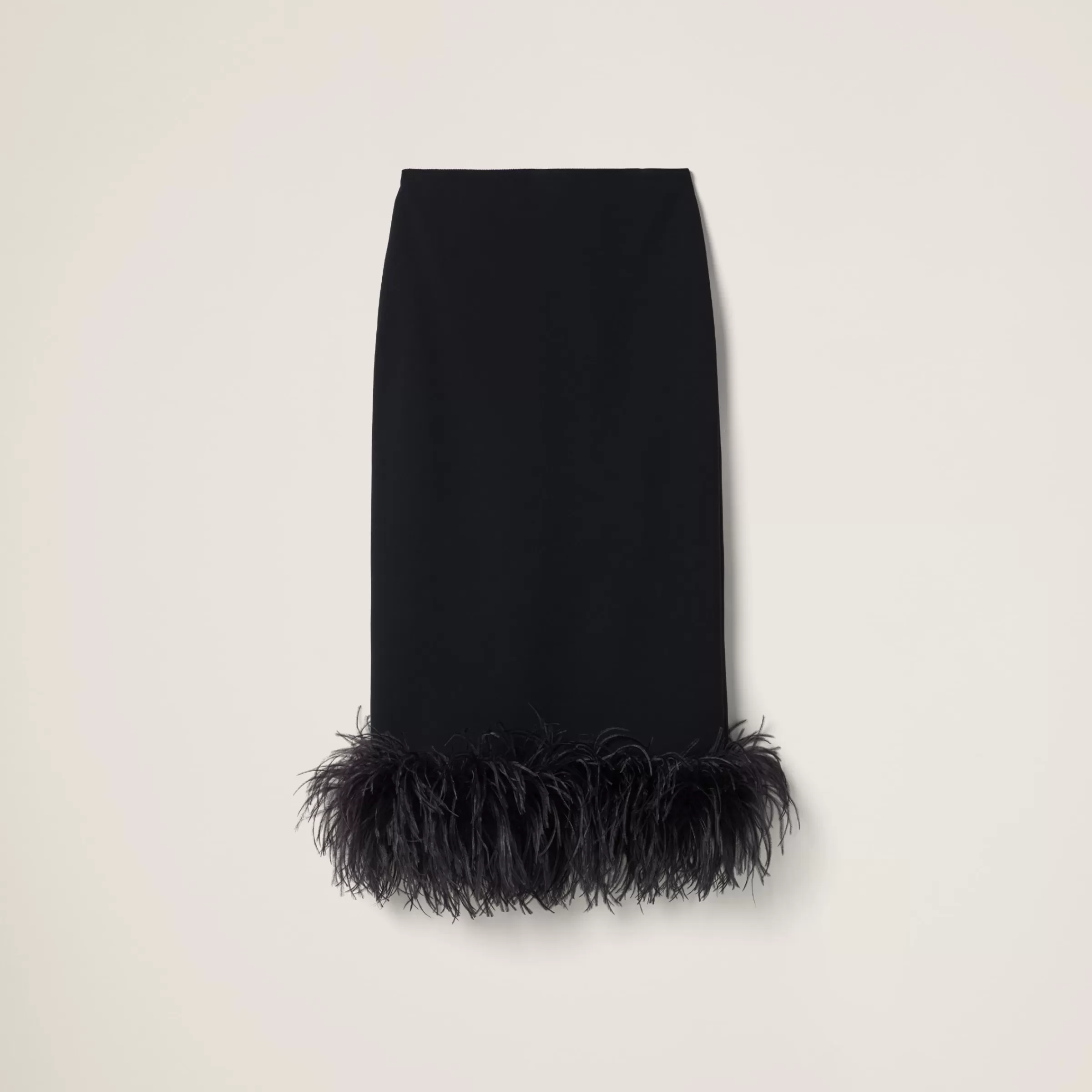 Miu Miu Stretch Cady Skirt With Feathers |