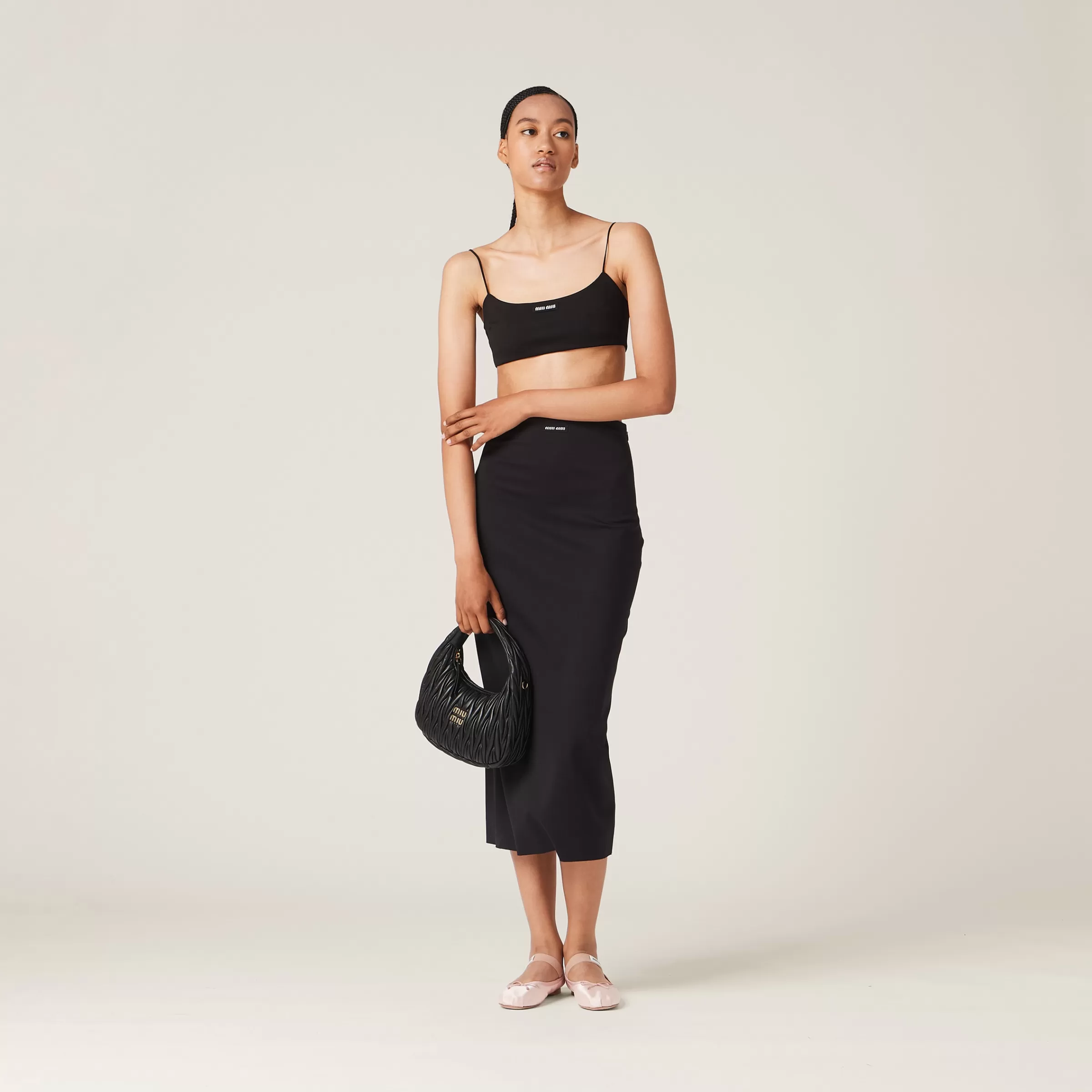Miu Miu Stretch Jersey Top With Logo |