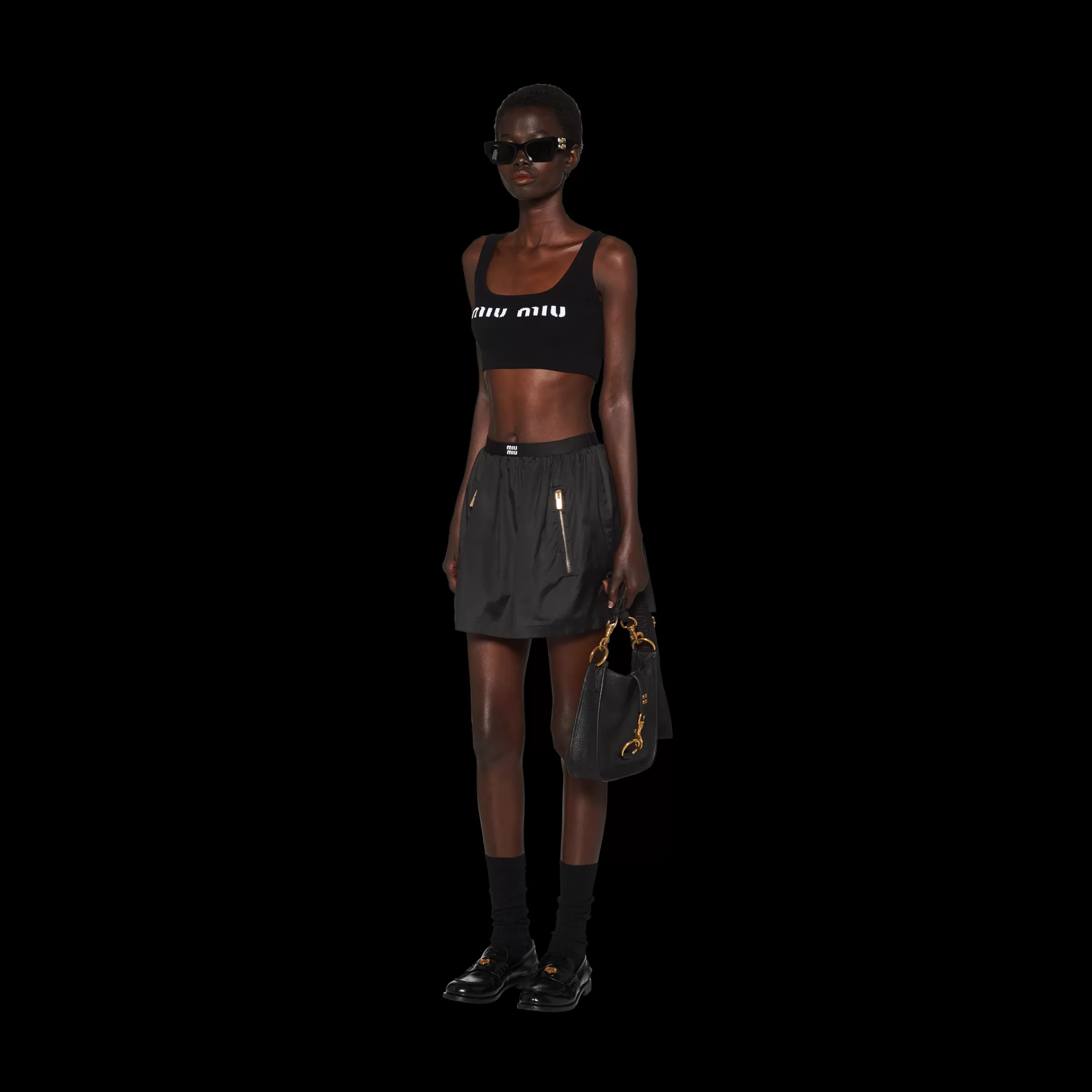 Miu Miu Technical Silk Miniskirt |