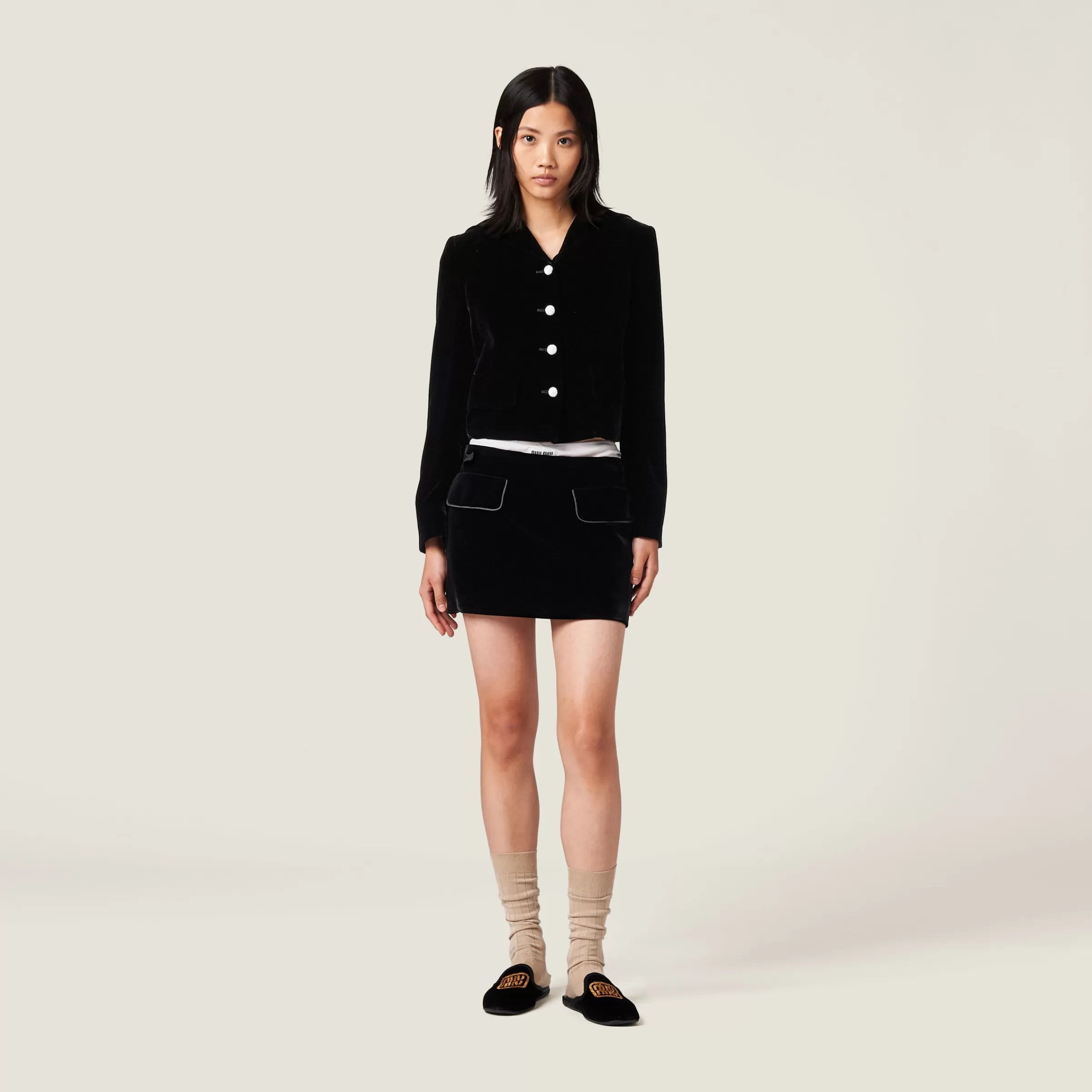 Miu Miu Velvet Miniskirt |