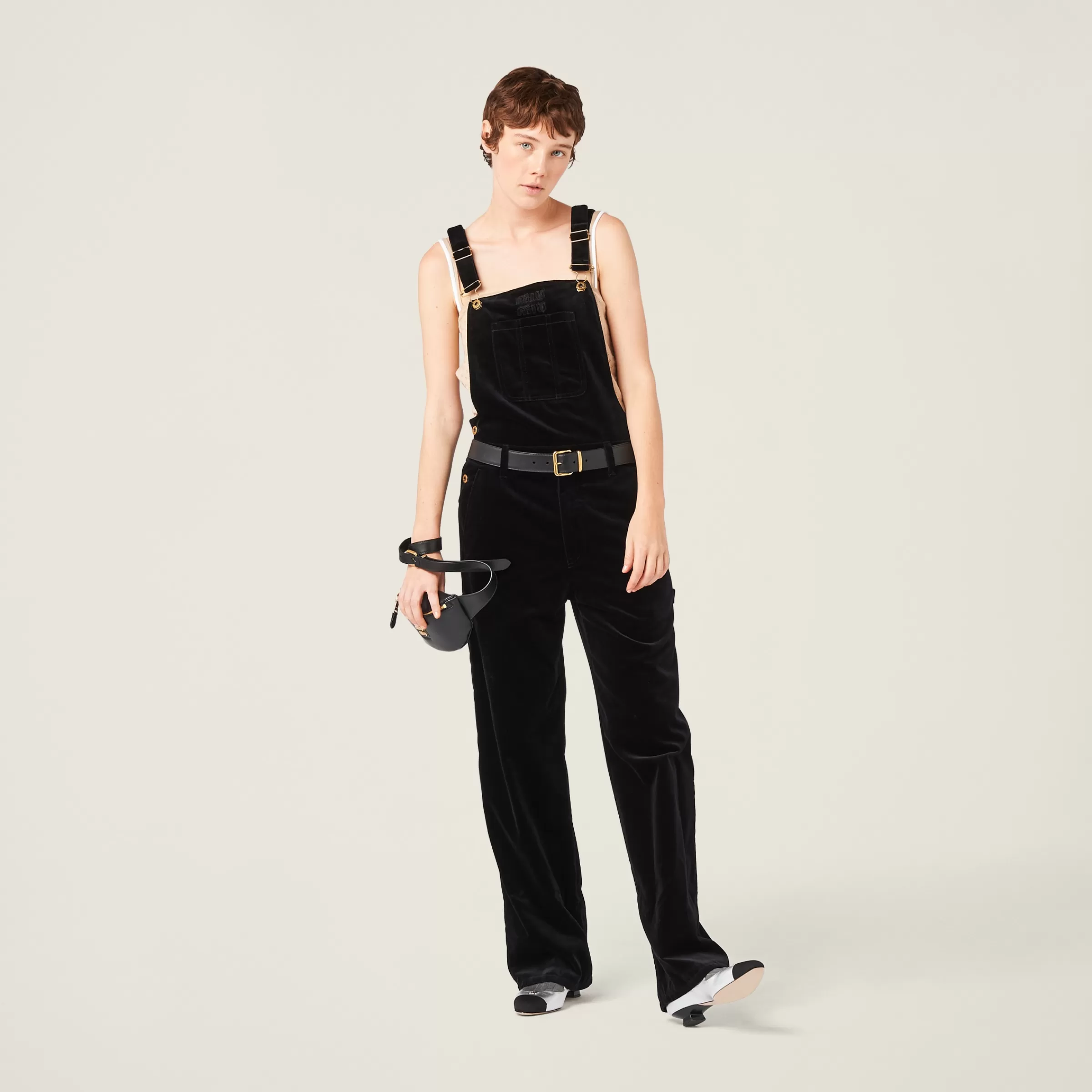 Miu Miu Velvet Overall Jumpsuit |