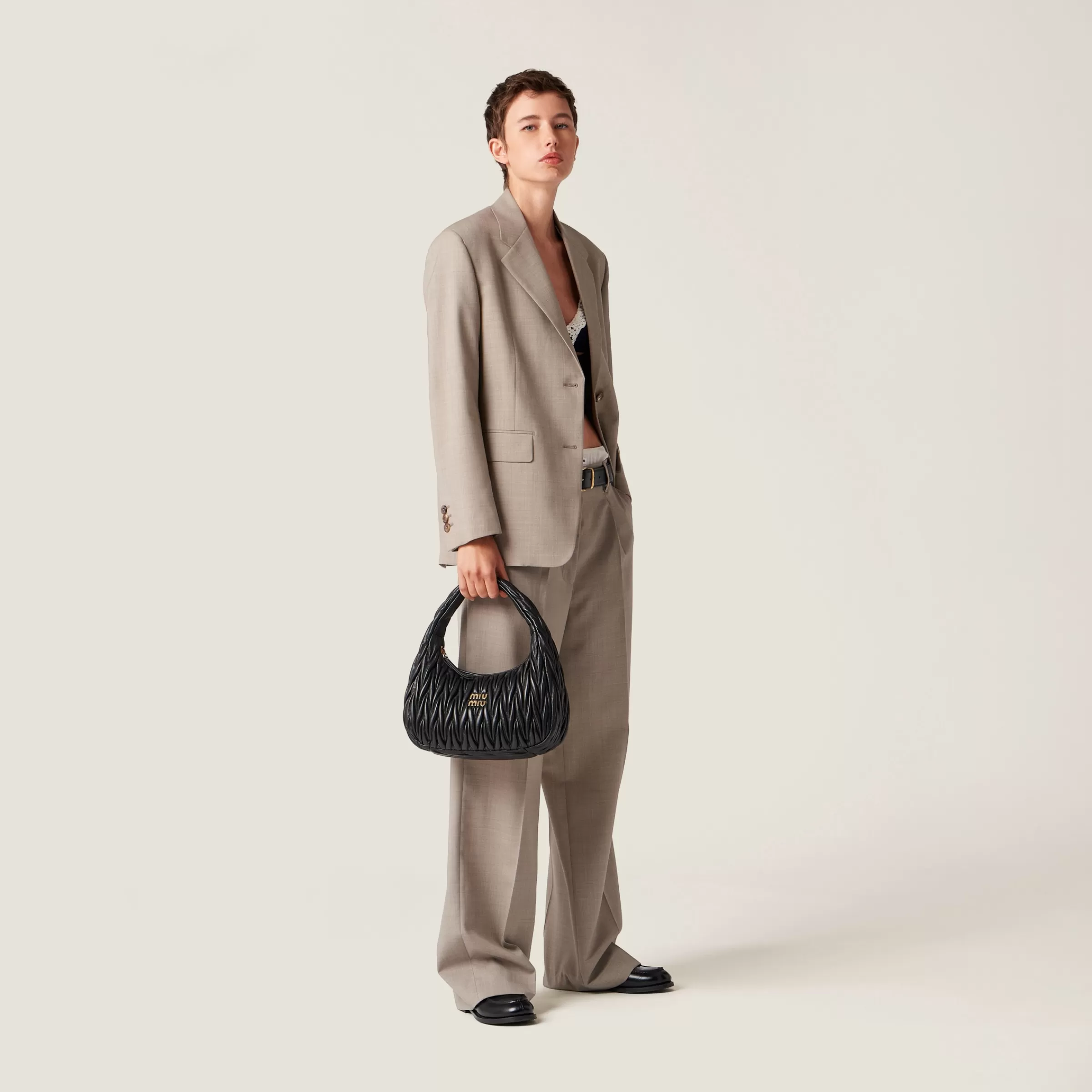 Miu Miu Wander Matelassé Nappa Leather Hobo Bag |