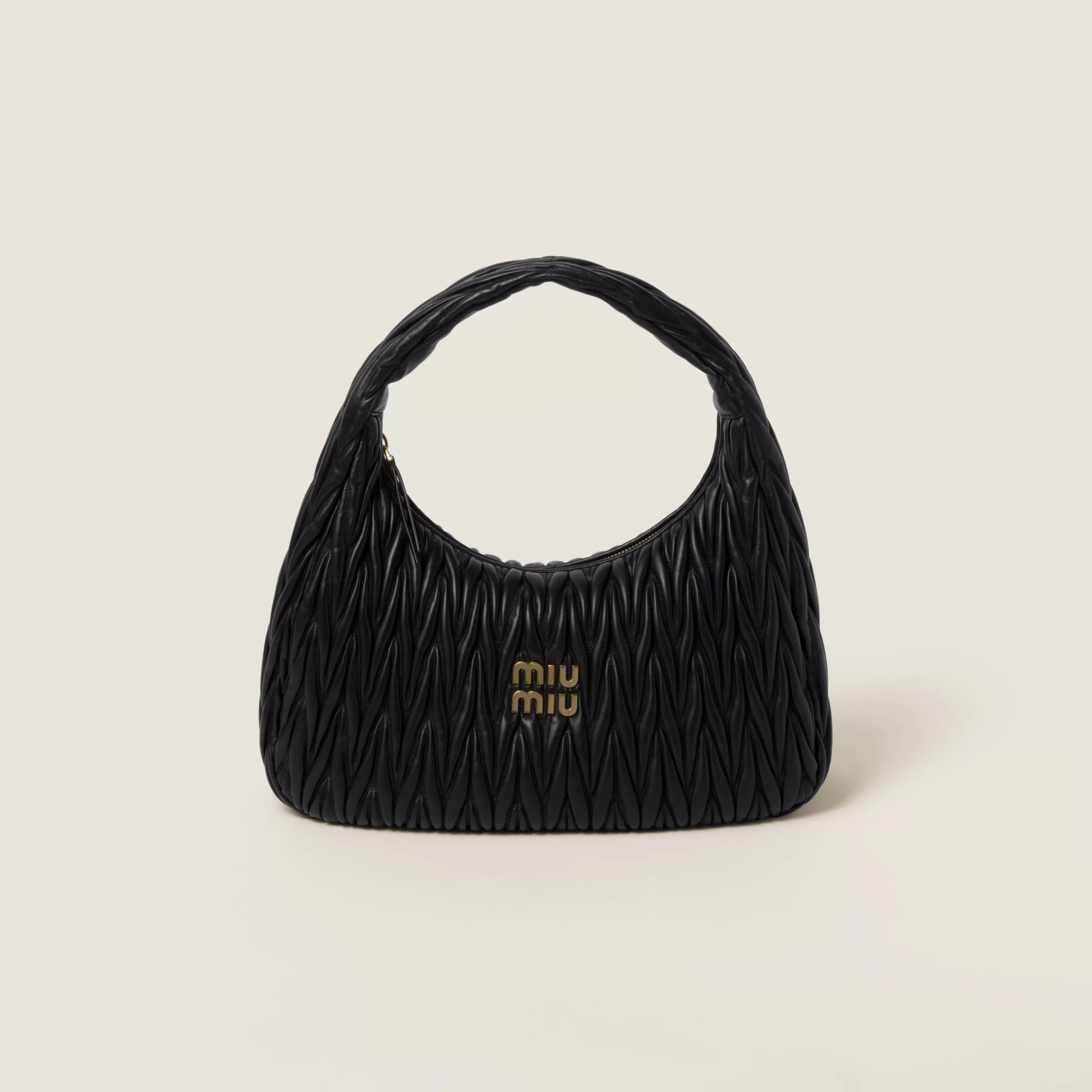 Miu Miu Wander Matelassé Nappa Leather Hobo Bag |
