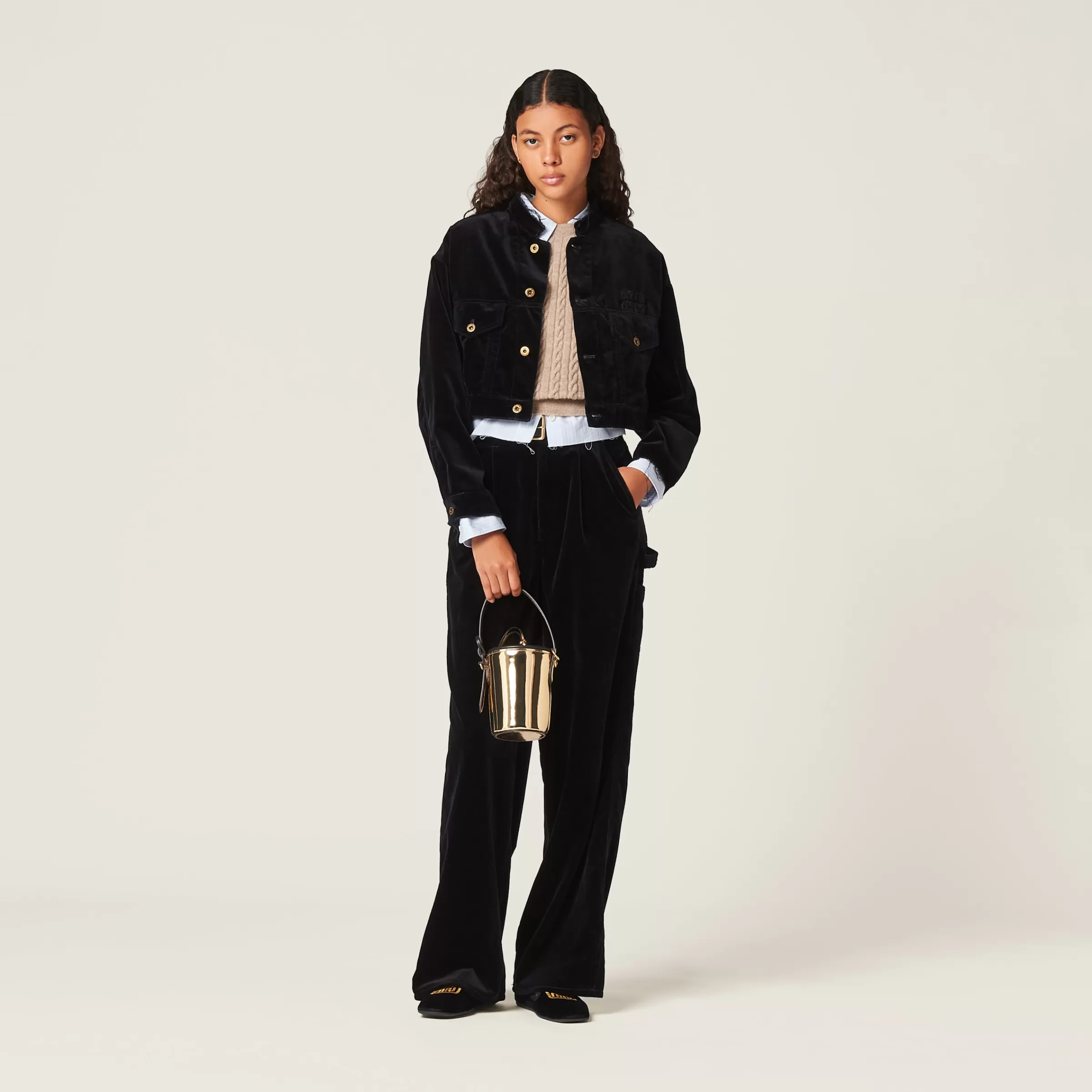 Miu Miu Washed Velvet Blouson Jacket |