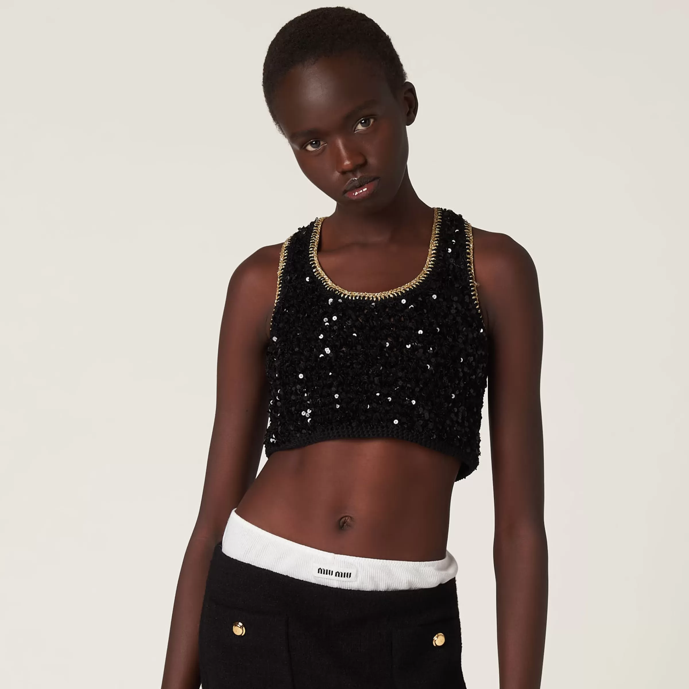 Miu Miu Sequined Cotton Crochet Top |